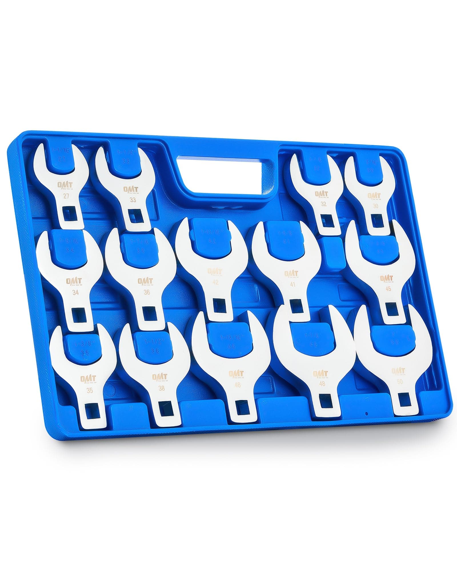 14pc Jumbo Crowfoot Wrench Set, Metric Crows Foot Wrench Set for 27 to 50 mm Flare Nuts, Chrome Plated Cr-V Steel Crowfoot Wrenches for 1/2" Drive Rachet & Extender with Storage Case