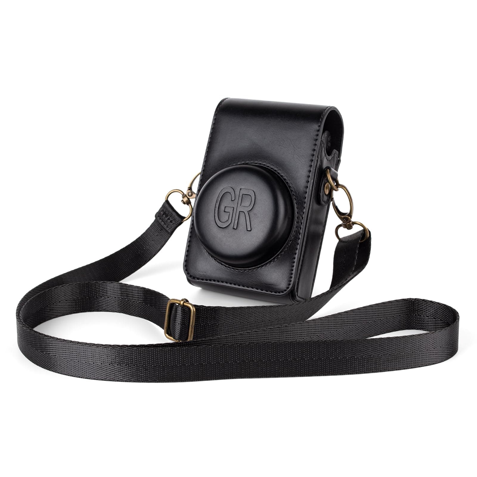 kinokoo Case for Ricoh GR/GR II/GR III/IIIx/GR IV Digital Camera, PU Leather GR GR II GR III GR III X GR IV Protective Cover with Shoulder Strap - Retro Style Easy Carrying Bag- Black