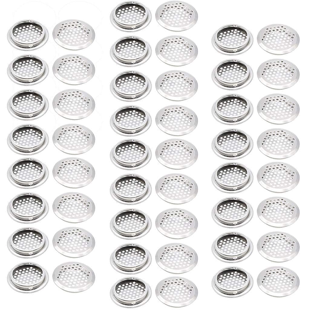50Pcs Air Vents 53mm Circular Soffit Vent Stainless Steel Round Vent Mesh Hole Louver for Kitchen Bathroom Cabinet Wardrobe