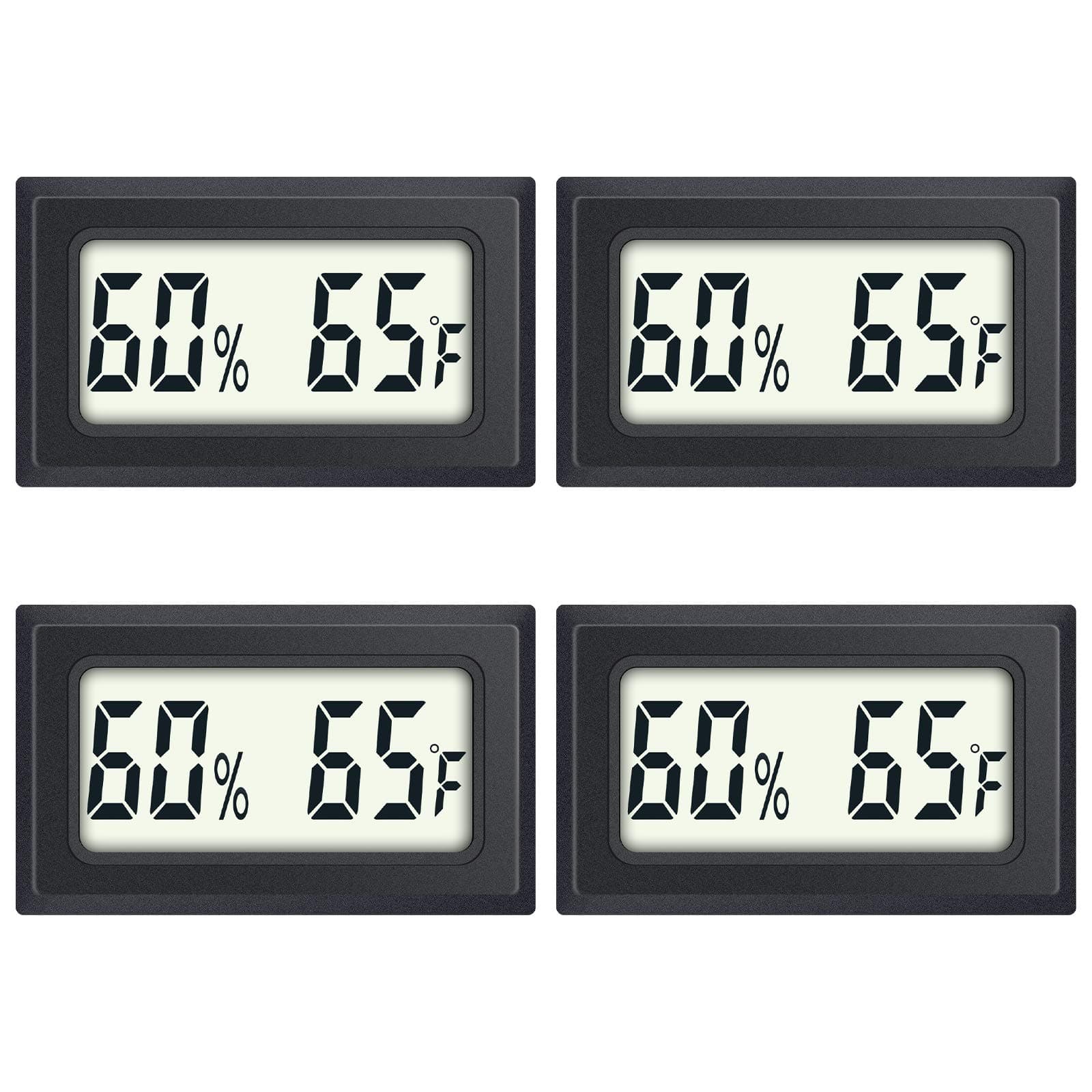 Reptile Thermometer 4-Pack Mini Digital Humidity Temperature Meters Gauge Indoor Hygrometer Thermometer AikTryee wiht ℉ for Humidors Greenhouse Garden Cellar Closet Guitar Case
