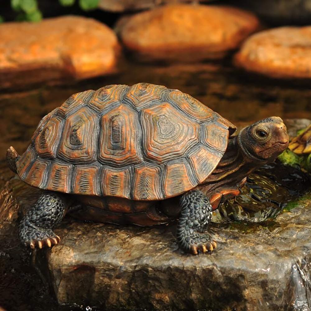 Danmu Realistic Tortoise Garden Statue, Lifelike Resin Tortoise Outdoor Decor for Yard Patio, Weather-Resistant Lawn Art Sculpture (L 12 9/10" x 9 2/5" x 5 1/2") 1 Pack