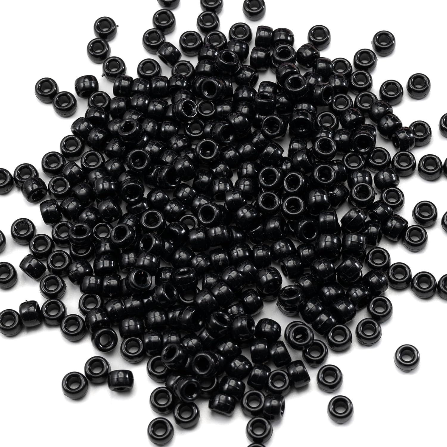 Gxueshan 1000 Pcs Acrylic Black Pony Beads 6x9mm Large Hole Pen Hair Kandi Beads Bulk for Friendship Bracelet Necklace Jewelry Making Earring Braiding Kit