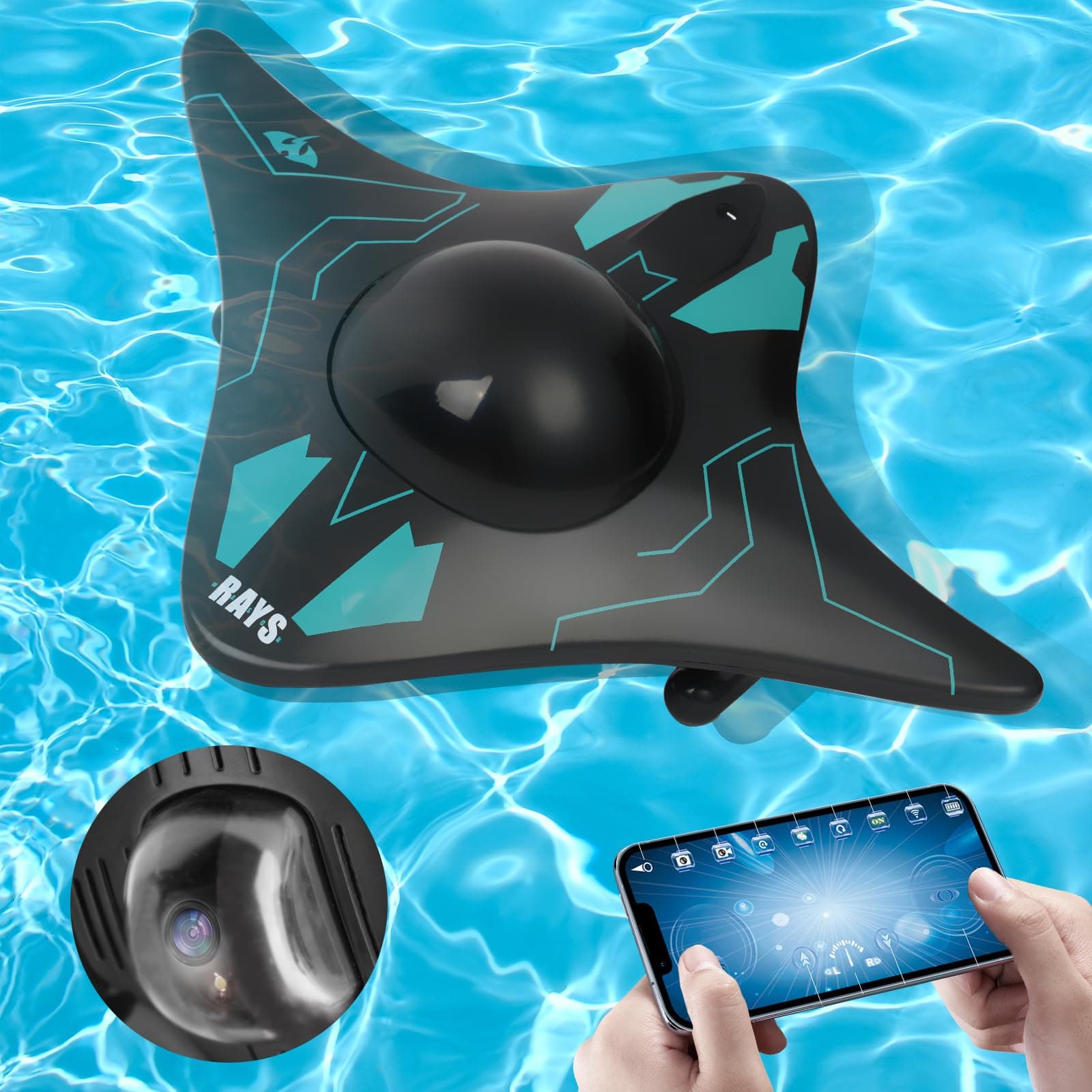 HOTUT WIFI Remote Control Boat with Camera - Mini RC Speedboat with Adjustable Camera, App Operation - Swimming Pool Toys for Lakes, Outdoor Fun - Boys Girls Gifts