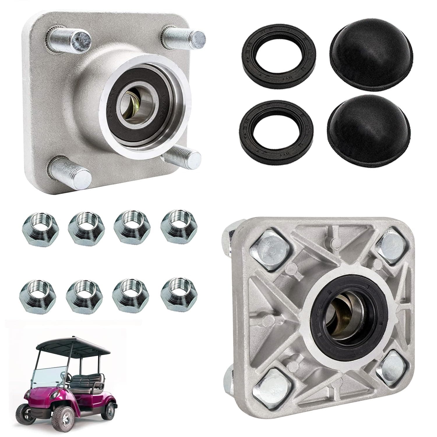 2 PCS Golf Cart Front Wheel Hubs Fits for Yamaha G2/G8/G9/G14/G16/G19/G22/G29 Drive Golf Carts, OEM JG5-WF511-10-00 JG5-WF511-00