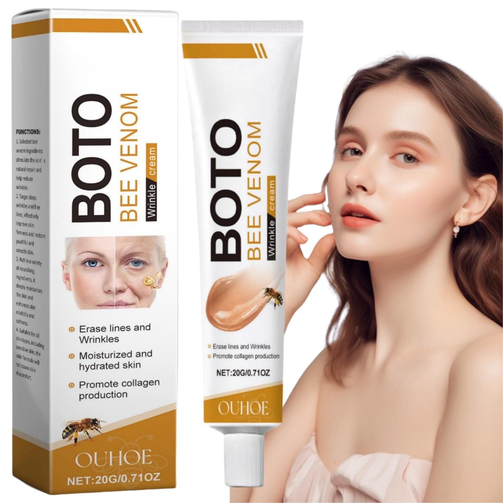 Bee Venom Wrinkle Removal Cream,Bee Venom Cream,Anti Wrinkle Face Moisturizer for Face,Bee Venom Anti Wrinkle Cream,Anti Aging Skin Tightening Cream for Face,Bee Venom Skin Firming Body Cream