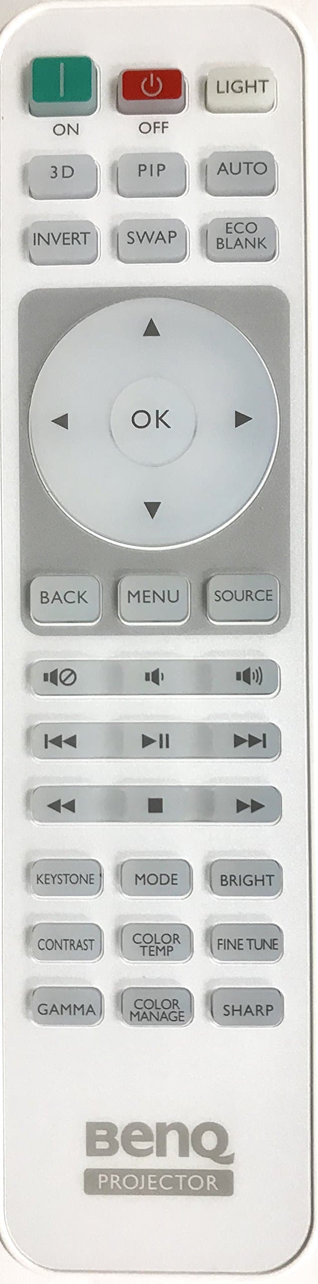 New Replaced BenQ 5J.J9M06.001 Projector Remote Control for BenQ Projector Models: HT1075 HT1085 HT1085ST HT3050 HT4050 TH670 W1050 W1350 W1070+ W1070+W W1075 W1080ST+ W1110 i701JD i700