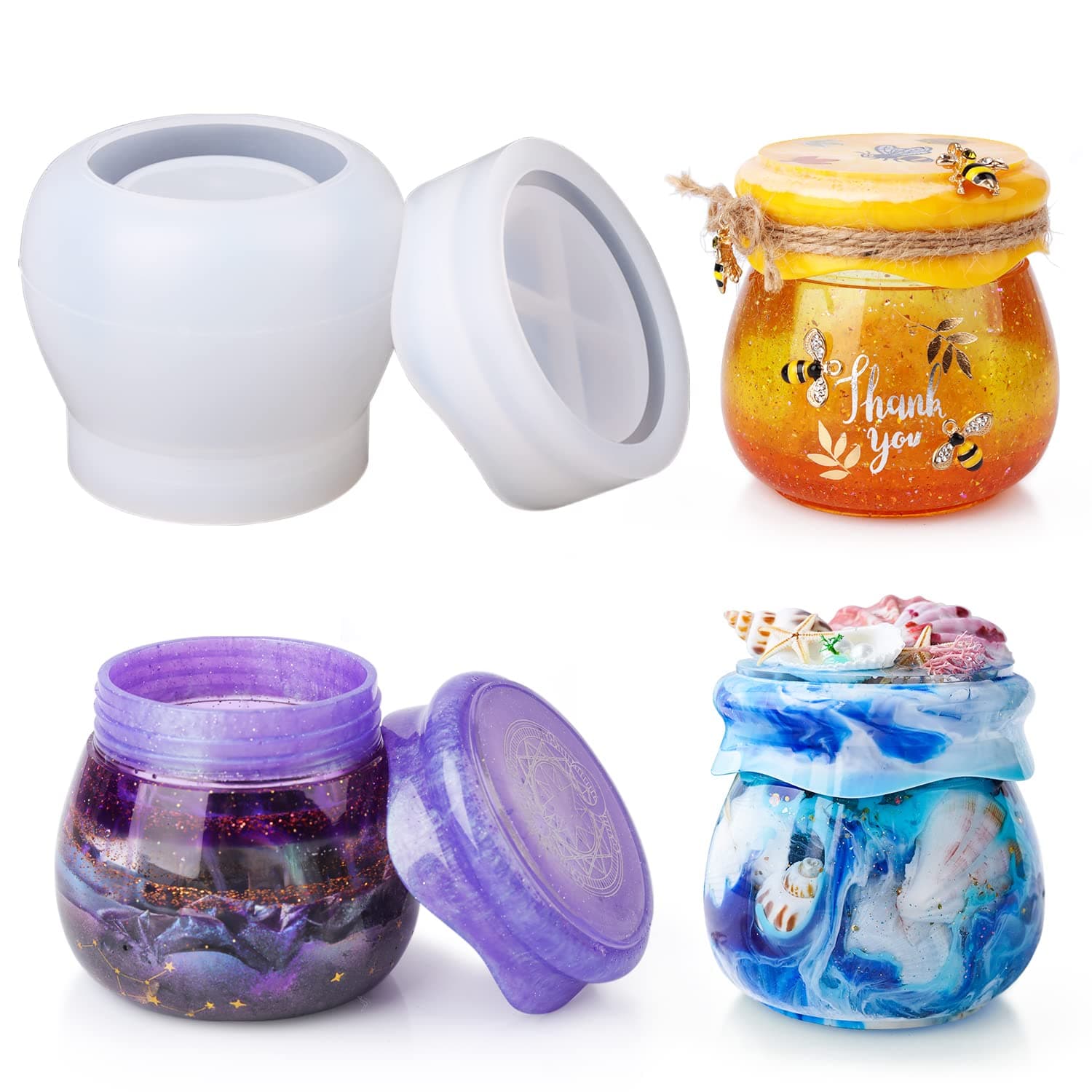 LET'S RESIN Silicone Moulds Epoxy Resin, Storage Jars, Casting Resin Moulds with Lid Set, Silicone Moulds Resin Moulds for Epoxy Resin
