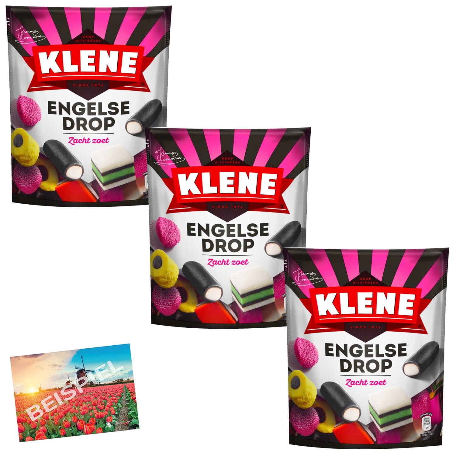 HOLLAND-BOX BY VRIENS 3 x Klene Engelse Drop 270 g I English Licorice Mix from Holland I Soft, Sweet Licorice Mix from Holland I Sweet Licorice from the Netherlands I Sweets I Drop I Licrorice I