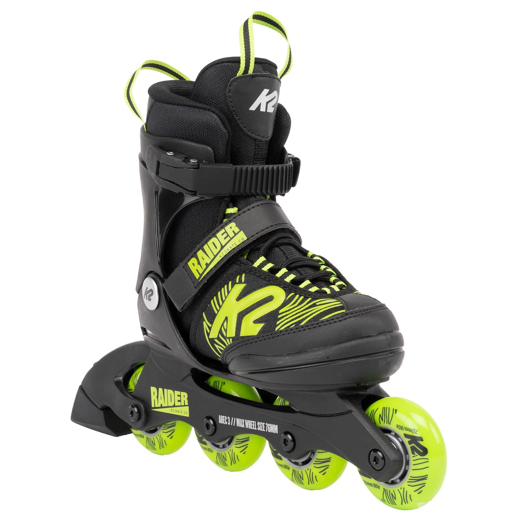 Raider Black-Lime Boys Adjustable Inline Skates
