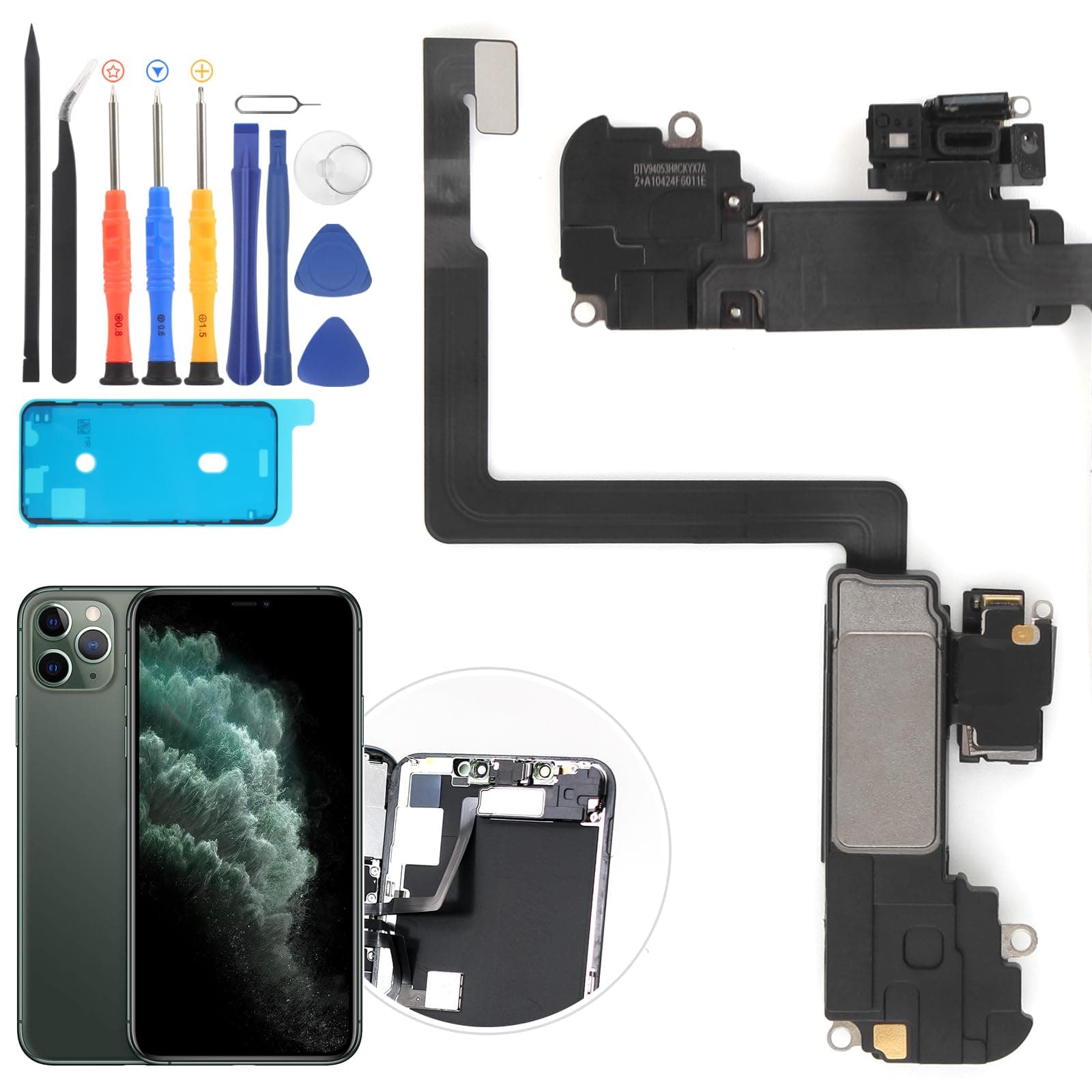 YWLRONG Earpiece Speaker for iPhone 11 Pro Max Ear Speaker Replacement with Light Proximity Sensor Flex Cable Assembly with Repair Tools