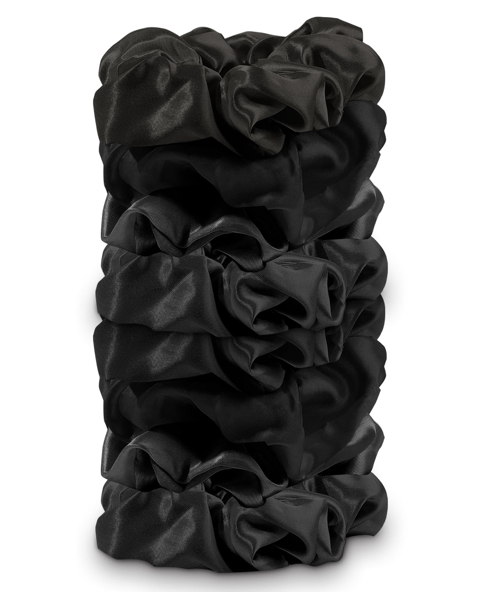 Cutebe 8 Pack Hair Ties Silk Scrunchies for Women Soft Satin Hair Scrunchies Elastic Hair Ties No Damage Ponytail Holders Rubber Bands Hair Accessories Gifts (Black (8 Pack))