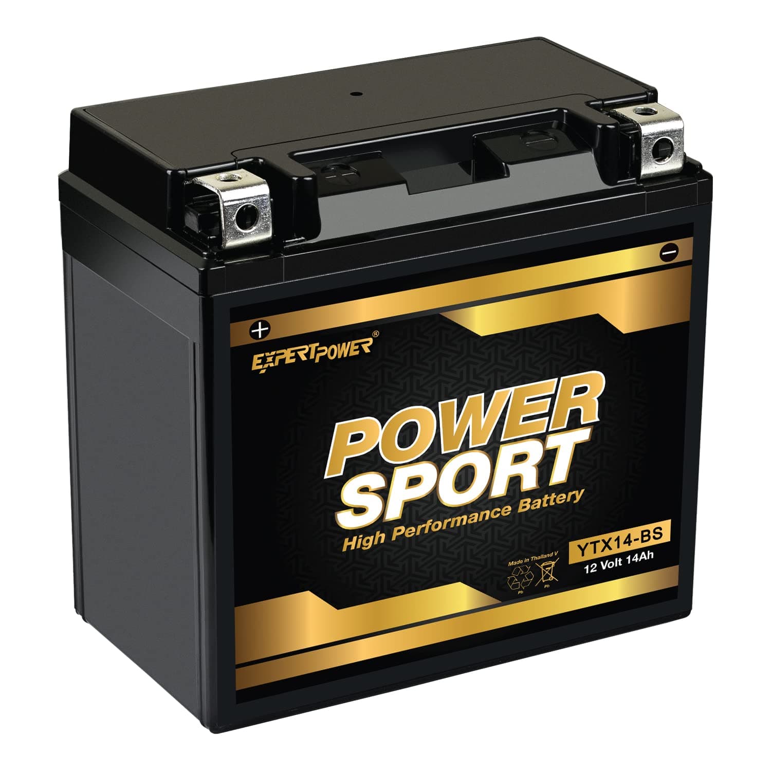 ExpertPower YTX14-BS ATV Battery - 220 CCA AGM Motorcycle Battery 12V 14Ah 10Hr ETX14-BS, UTV, Scooter, Snowmobile, 4 Wheeler Powersports Batteries, Fourtrax 300, Rancher 420, Pioneer 500-700-1000