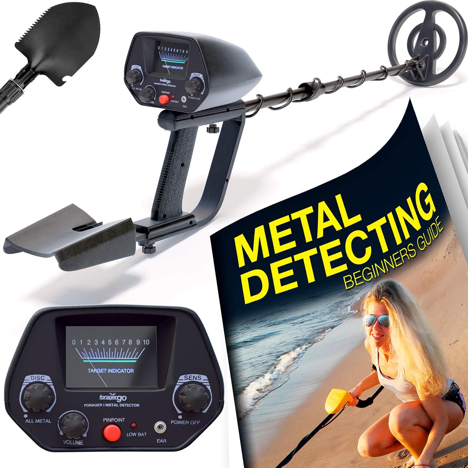 Ultimate Metal Detector For Adults - Waterproof Pro Detectors With Pinpointer For Kids - High Accuracy Professional Handheld Relic Hunter With Arm Support & Folding Shovel - Perfect Present