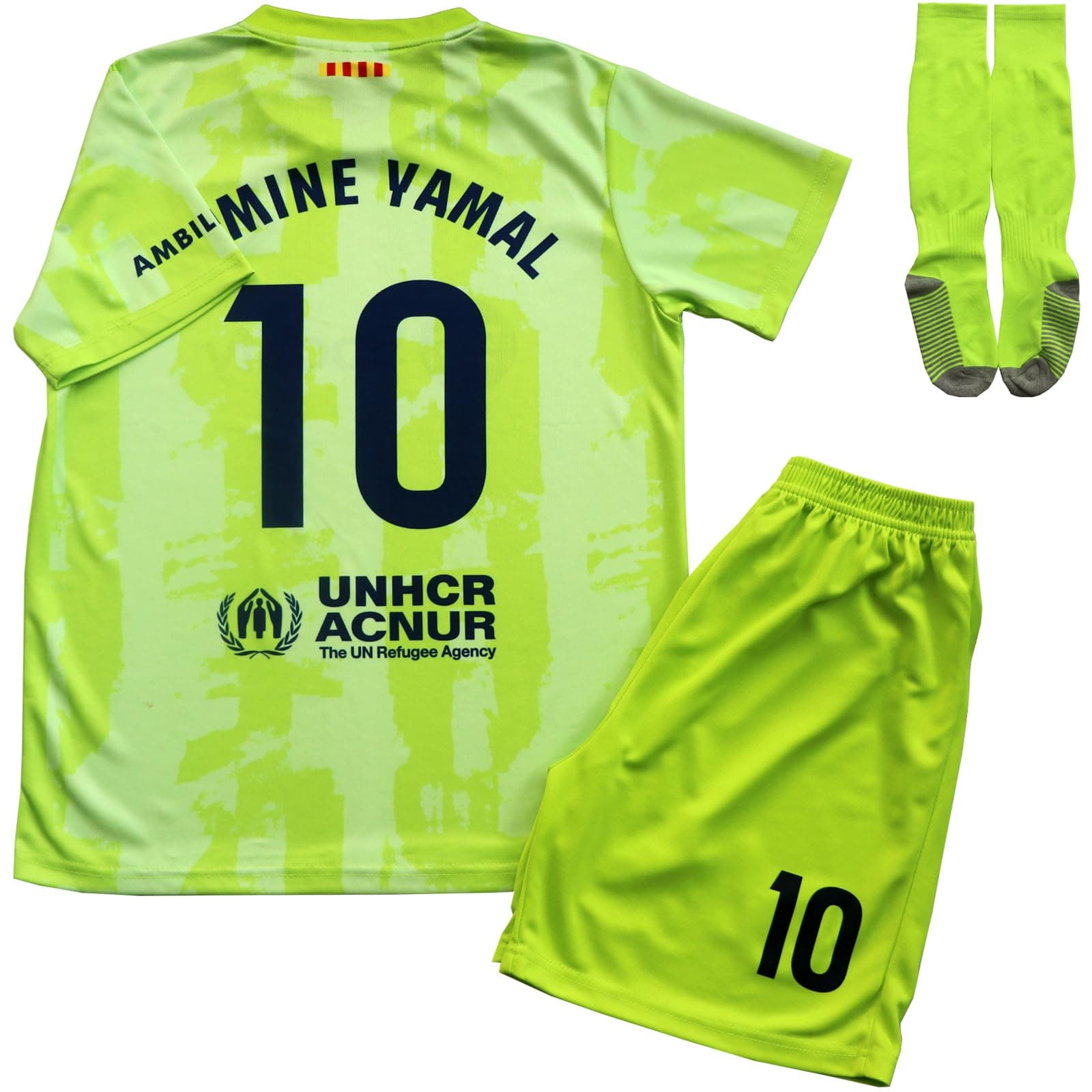 2024/2025 Third #10 Lamine Football Soccer Kids Jersey Shorts Socks Set Youth Sizes