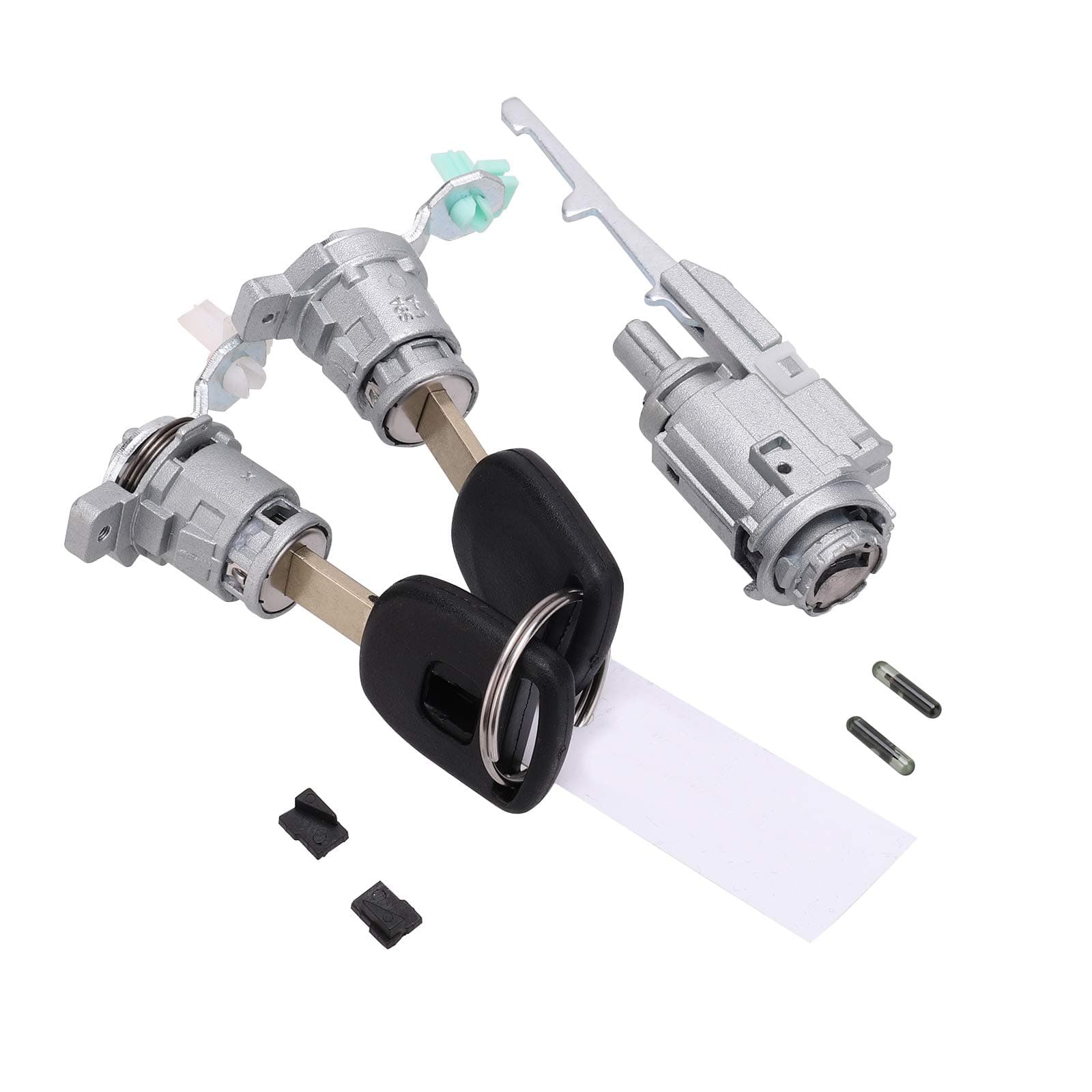 Ignition Switch & 2 Door Lock Cylinders w/ 2 Keys with Chip Compatible with Honda 2003-2005 Civic; 2002-2006 CR-V; 2003-2011 Element; 2004 2005 S2000