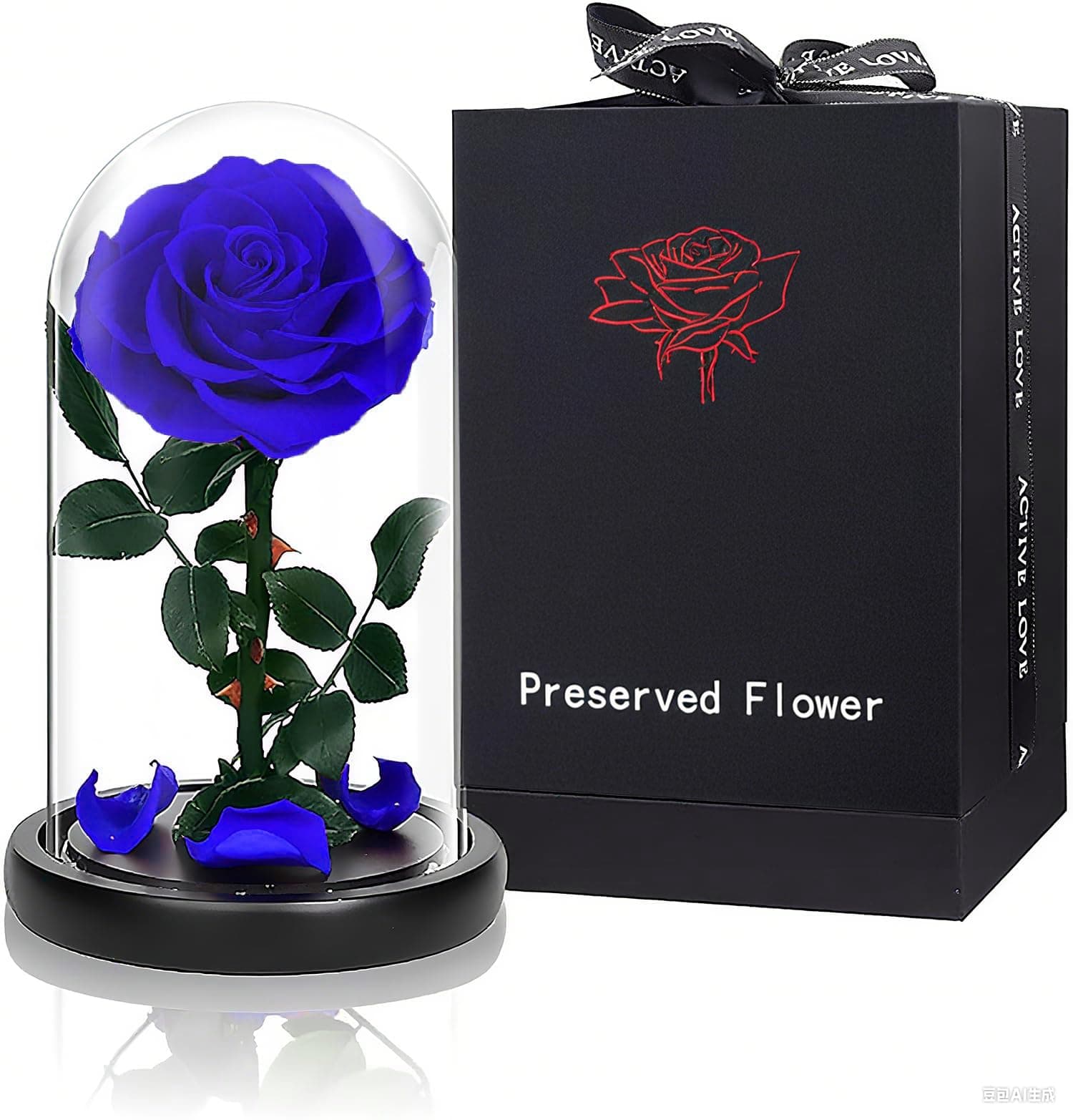 Moonmen Handmade Preserved Rose Forever Never Withered Flowers With Gift Box, Valentine's Gift for Wedding,Anniversary, Birthday, Mother's Day Gift, Best Gift for Her Rose (Single Rose, Blue)