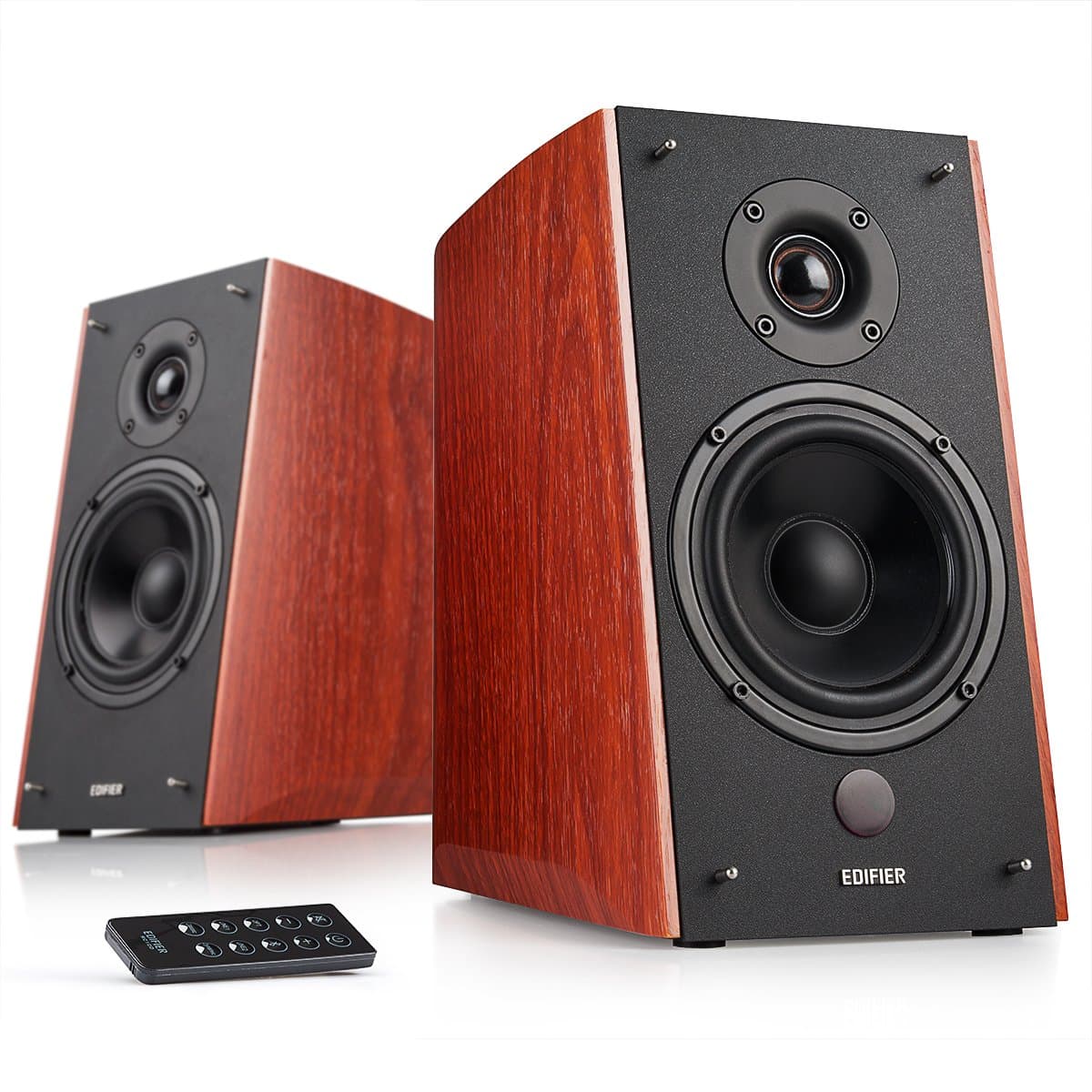 R2000DB Active Bluetooth Bookshelf Speakers - Optical Input - 2.0 Wireless Near-Field Studio Monitor Speakers - 120 Watts RMS with 5″ Large Woofer – Brown