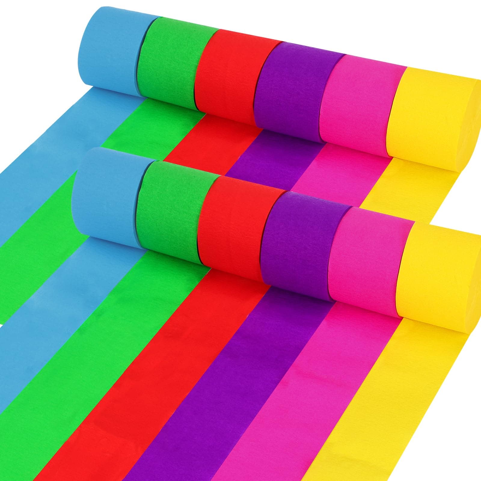Coceca82ft 12 Rolls Crepe Paper Streamers in 6 Colors, for Wedding Ceremony Various Large Festivals Decoration