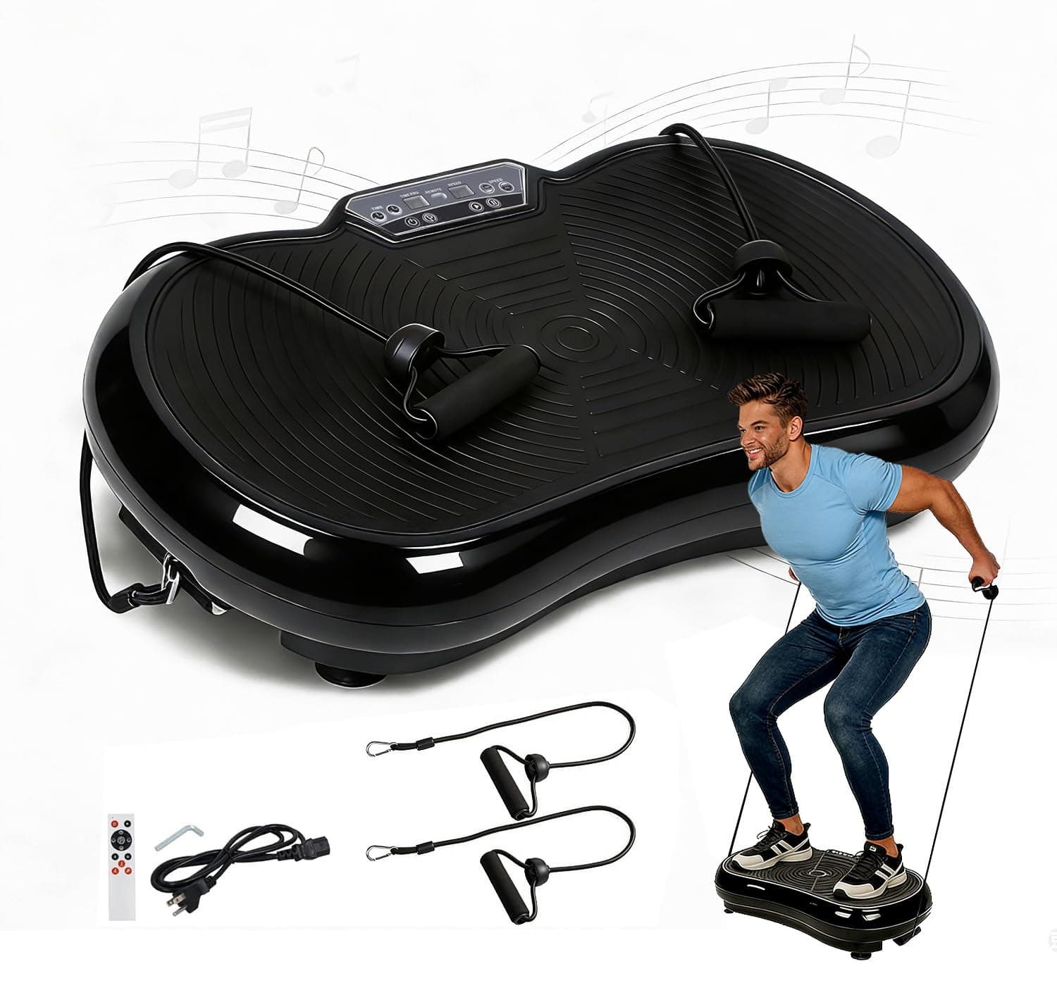 SUPER DEAL Pro Vibration Plate Exercise Machine - Whole Body Workout Vibration Fitness Platform Fit Massage Workout Trainer w/Loop Bands + Bluetooth + Remote, 99 Levels