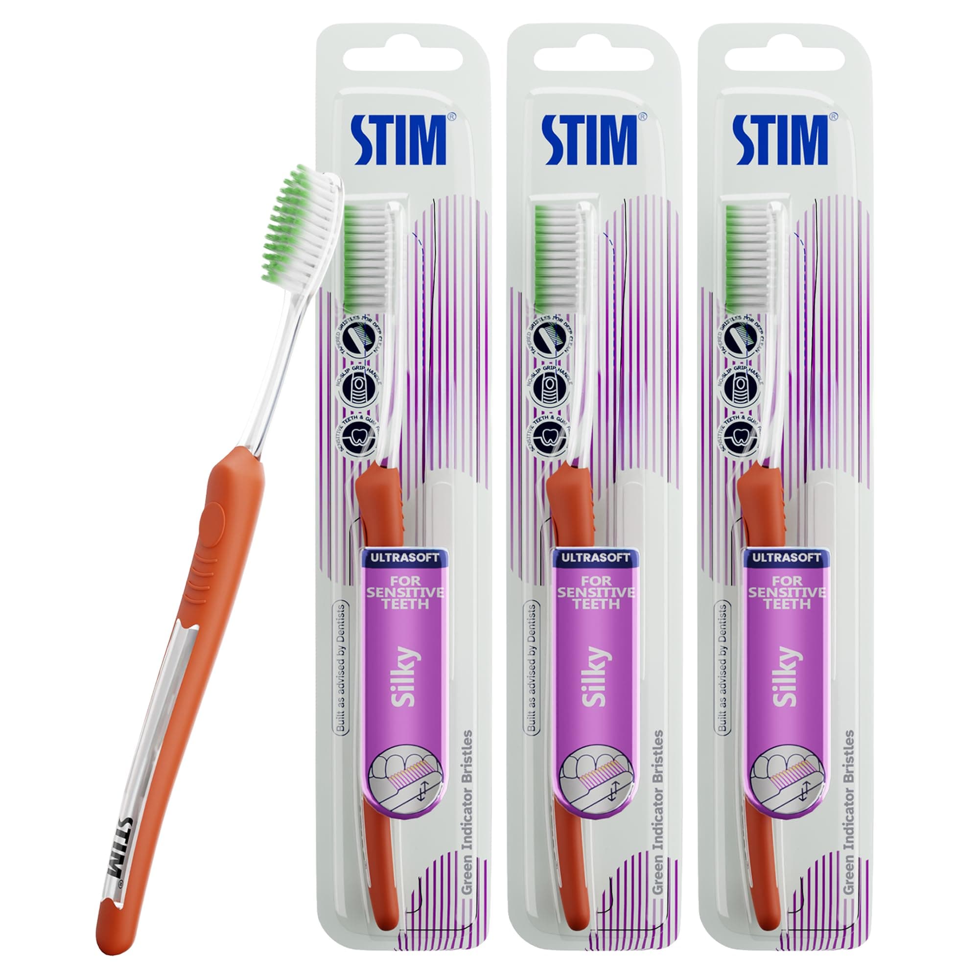 Silky | Ultra soft toothbrush | Extra gentle bristles | Cleans along the gum line | Cleans till 3rd Molar - Pack of 3