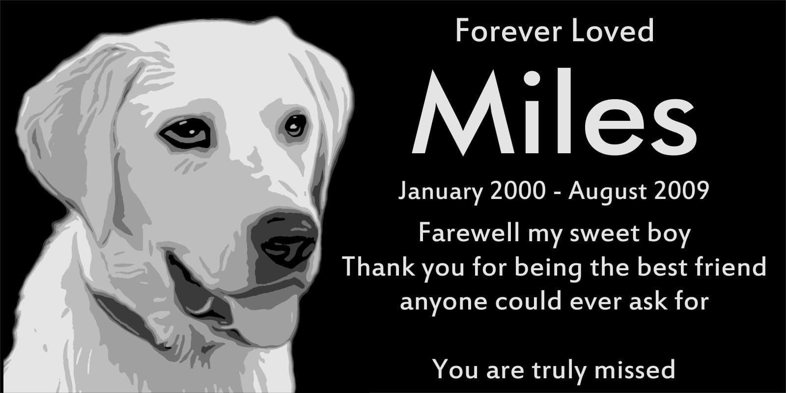 Lazzari CollectionsPersonalized Yellow Labrador Retriever Pet Memorial 12"x6" Engraved Black Granite Grave Marker Head Stone Plaque MIL1