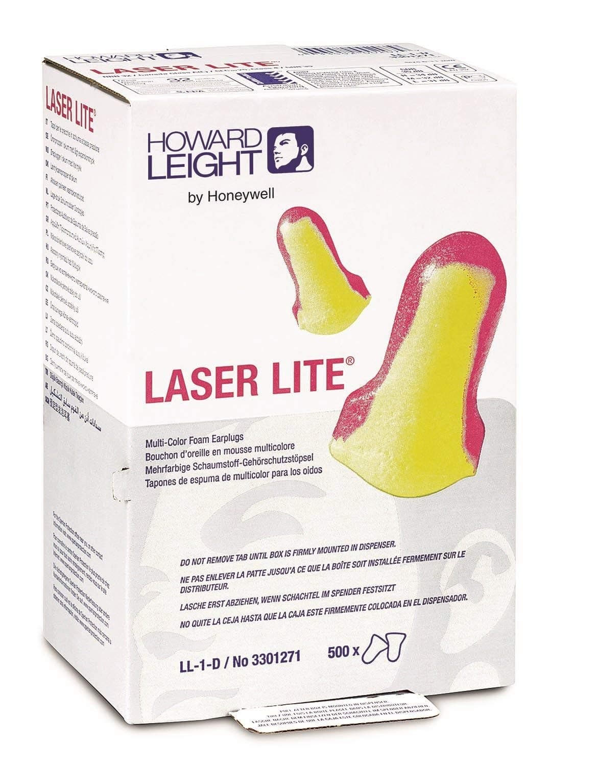 50 Pairs Howard Leight LL-1 Laser Lite Uncorded Ear Plugs in Polybag NRR 32 - Individually packed in Pairs in sealed plastic bag