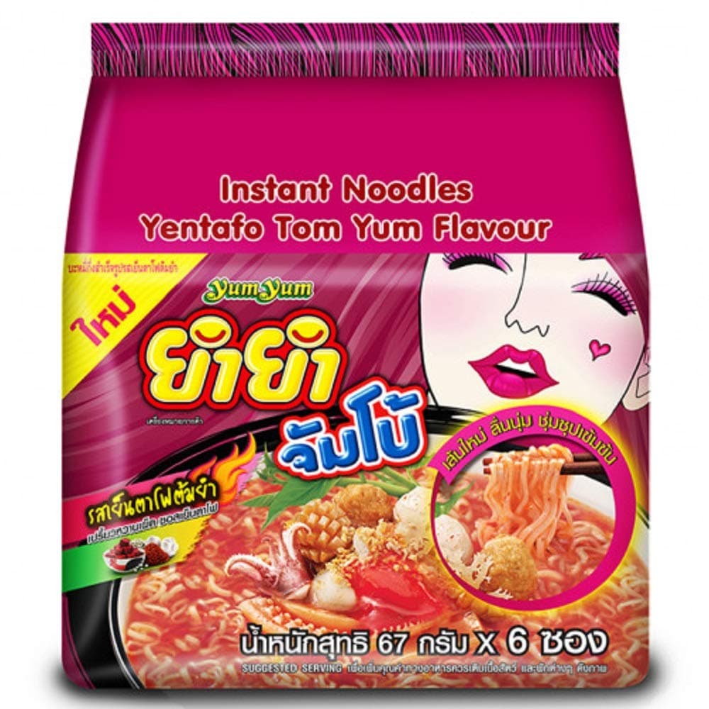 YUMYUM Instant Noodles Yentafo Tom Yum Flavor 67 gram X 6 Packs