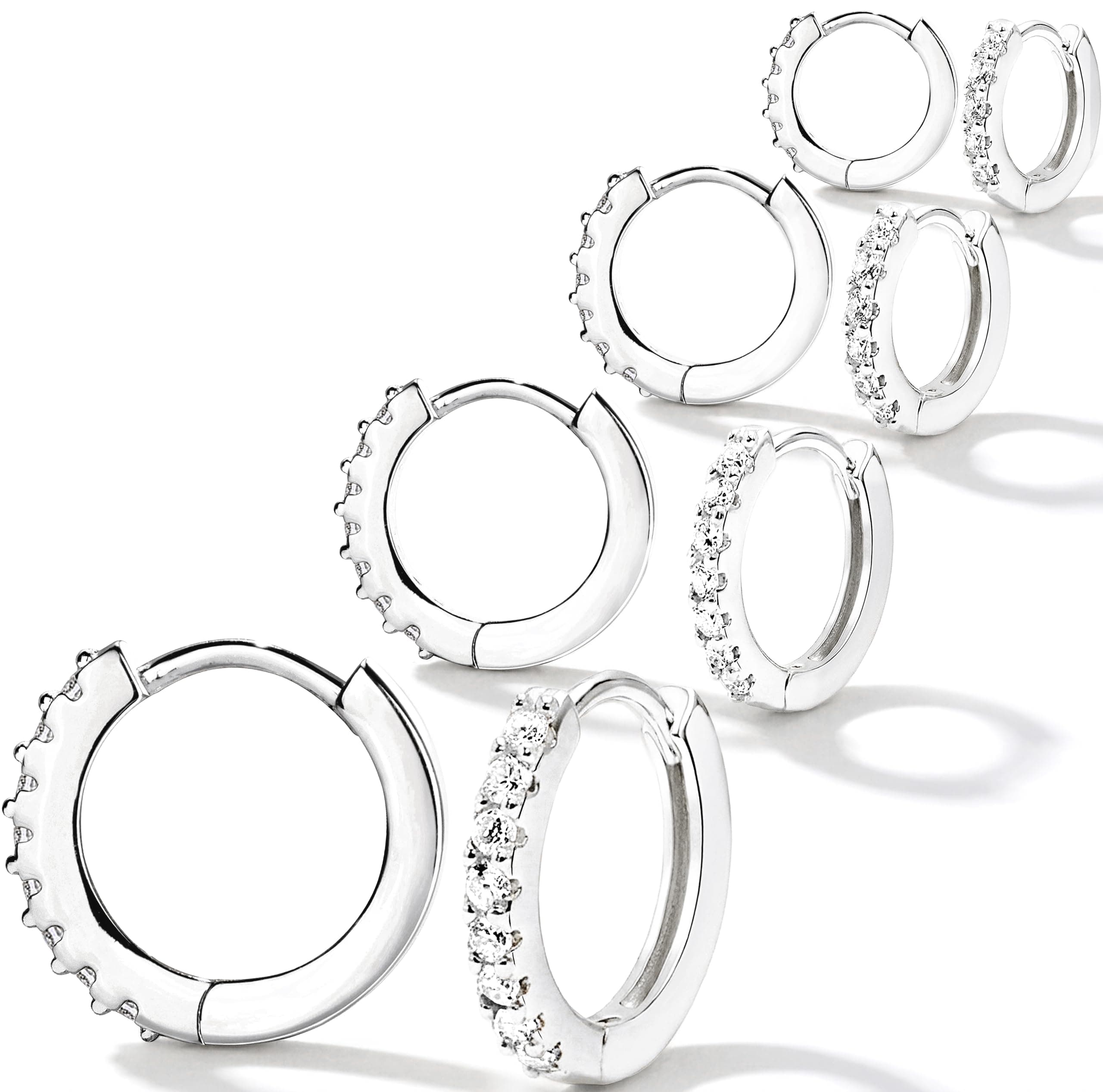 S925 Sterling Silver Tragus Earrings for Women,Dainty Small Hoop Earrings for Women Hypoallergenic,Cute Mini Tiny Cartilage Helix Conch Cubic Zirconia Earring Set for Multiple Piercing Jewelry Gifts