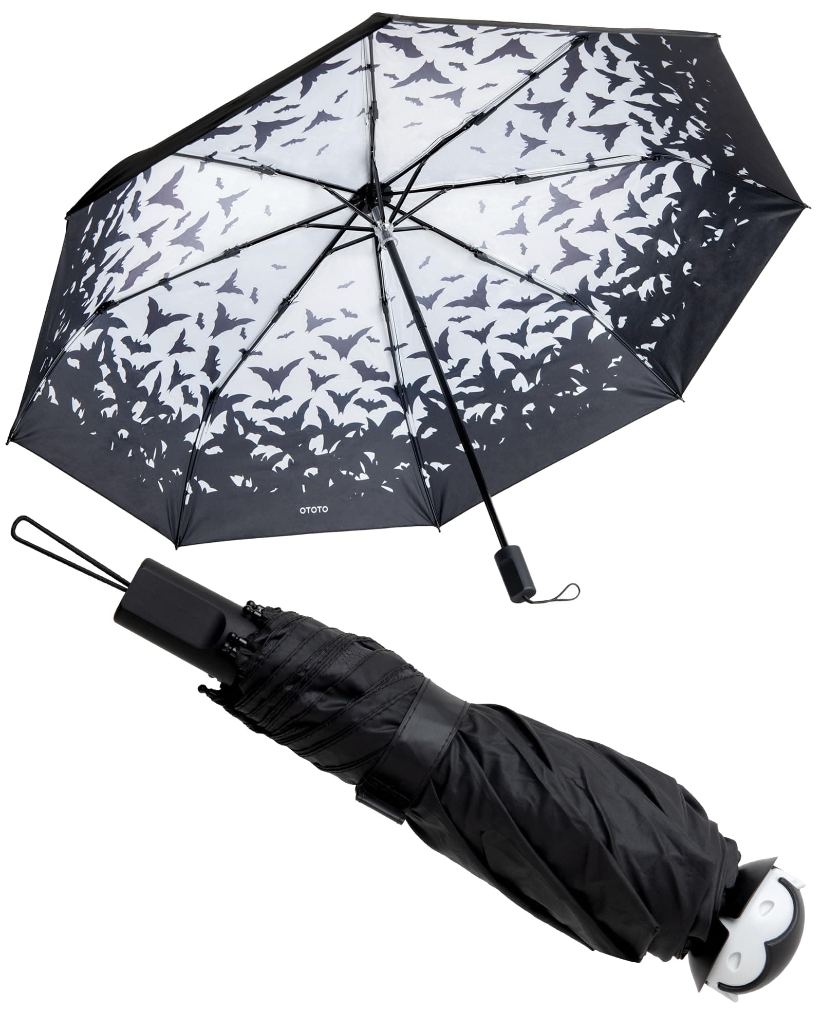 NEW! Spookula Vampire Umbrella - Unique Collapsible Gothic Accessory - Black and White, Cute Rain Folding Umbrella