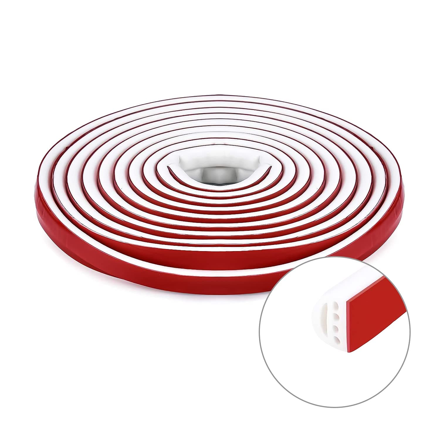 Qishare Silicone Rubber Weather Strip, Multi-Hole Design Seal Strip for Doors and Windows, Professional Self Adhesive Anti Collision Soundproof Waterproof Dustproof Windproof, 6M (D9x6mm, White)