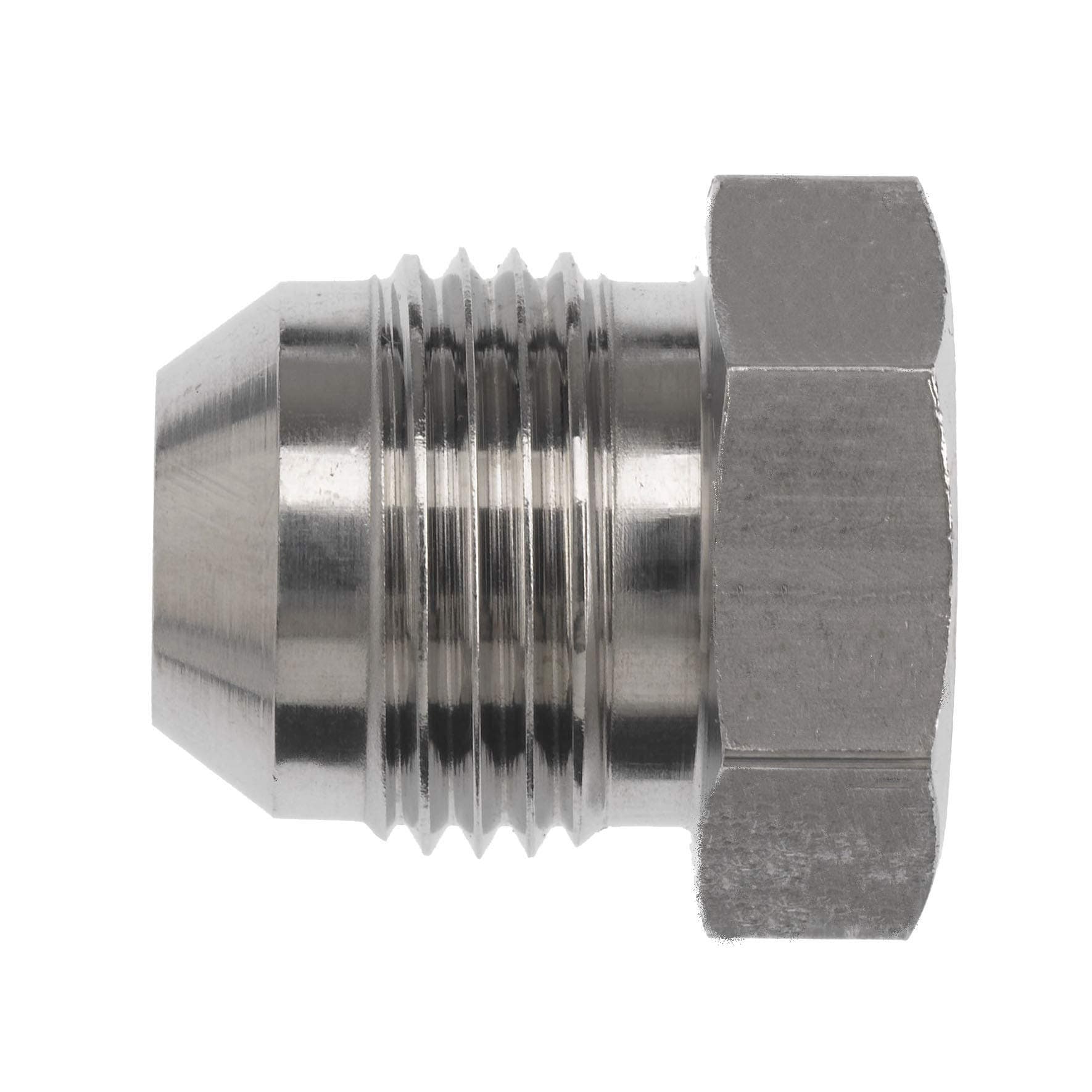 2408-02-SS Stainless Steel Male JIC Tube Fitting Threaded Plug, 5/16"-24 SAE Thread, 1/8" Tube O.D, 0.700" Length, 0.252" Width, 0.438" Hex