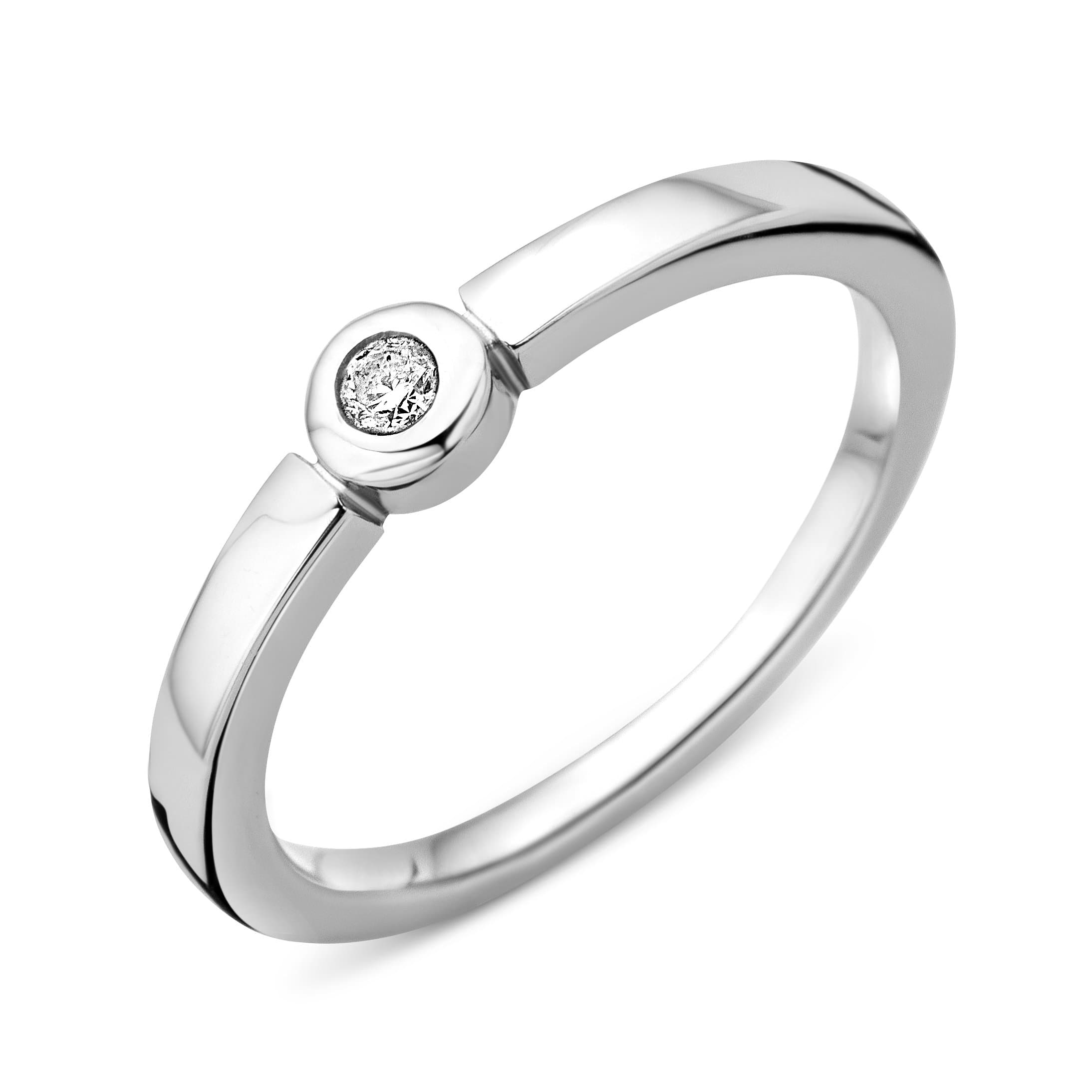 MIOREWomen's 925 Sterling Silver Round Diamond Ring