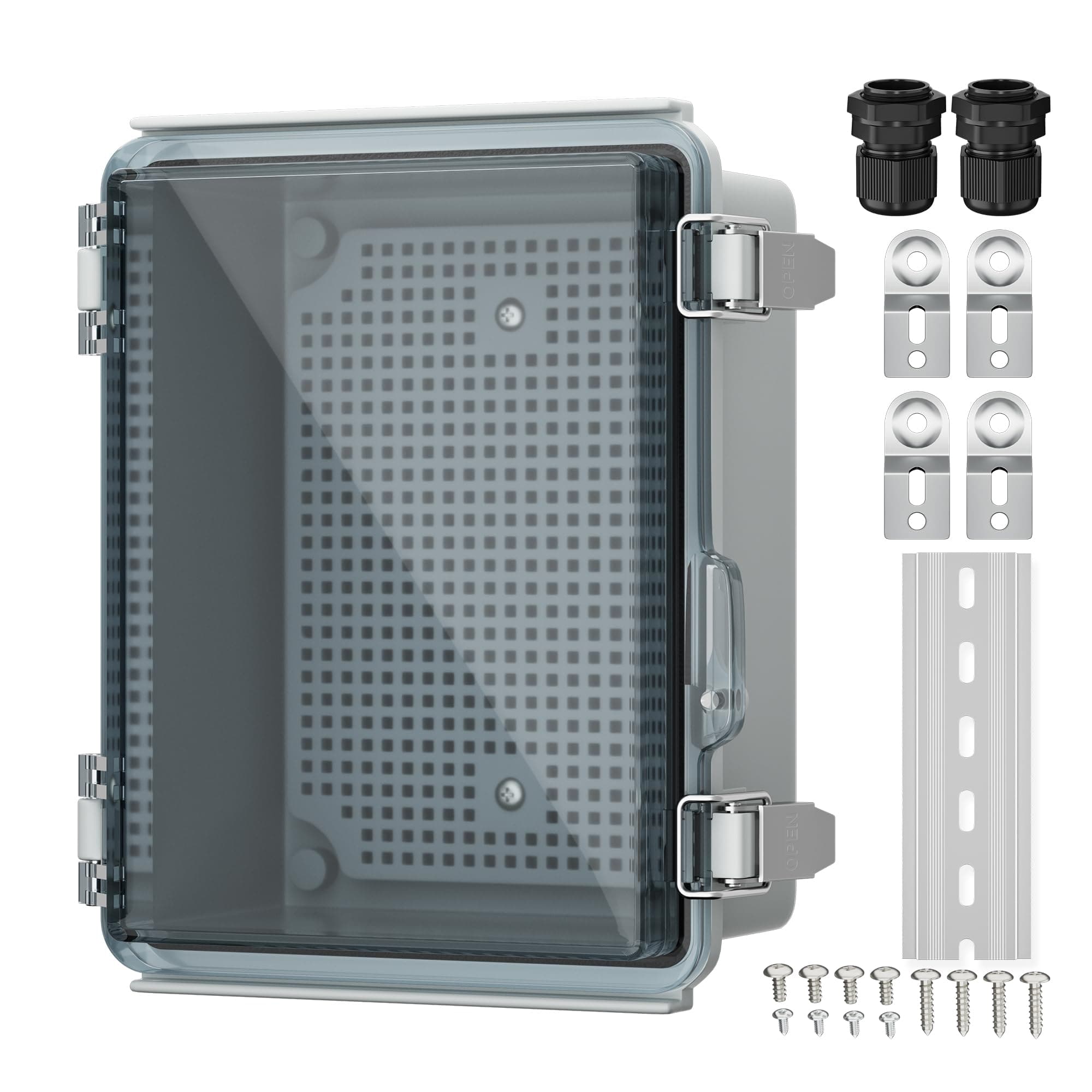 Joinfworld Outdoor WiFi Enclosure Weatherproof Locking Outdoor WiFi Box Plastic Waterproof Switch Router Enclosure Box 8.7x6.7x4.3