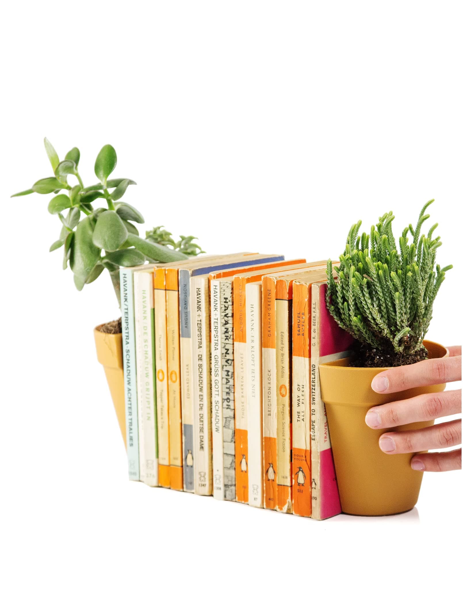 Suck UK Bookends - Plant Pot Book Ends - Flower Pot Book Ends for Shelves Quirky - Decorative Kitchen Bookends - Novelty Plant Pot Holder - Office Shelf Accessories - Funny Indoor Plants - Set of 2