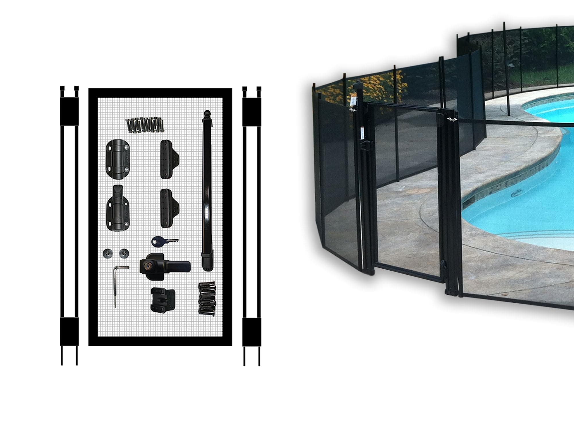 Life Saver Pool Fence DIY by Self-Closing Gate Kit, Black (Pack of 1)