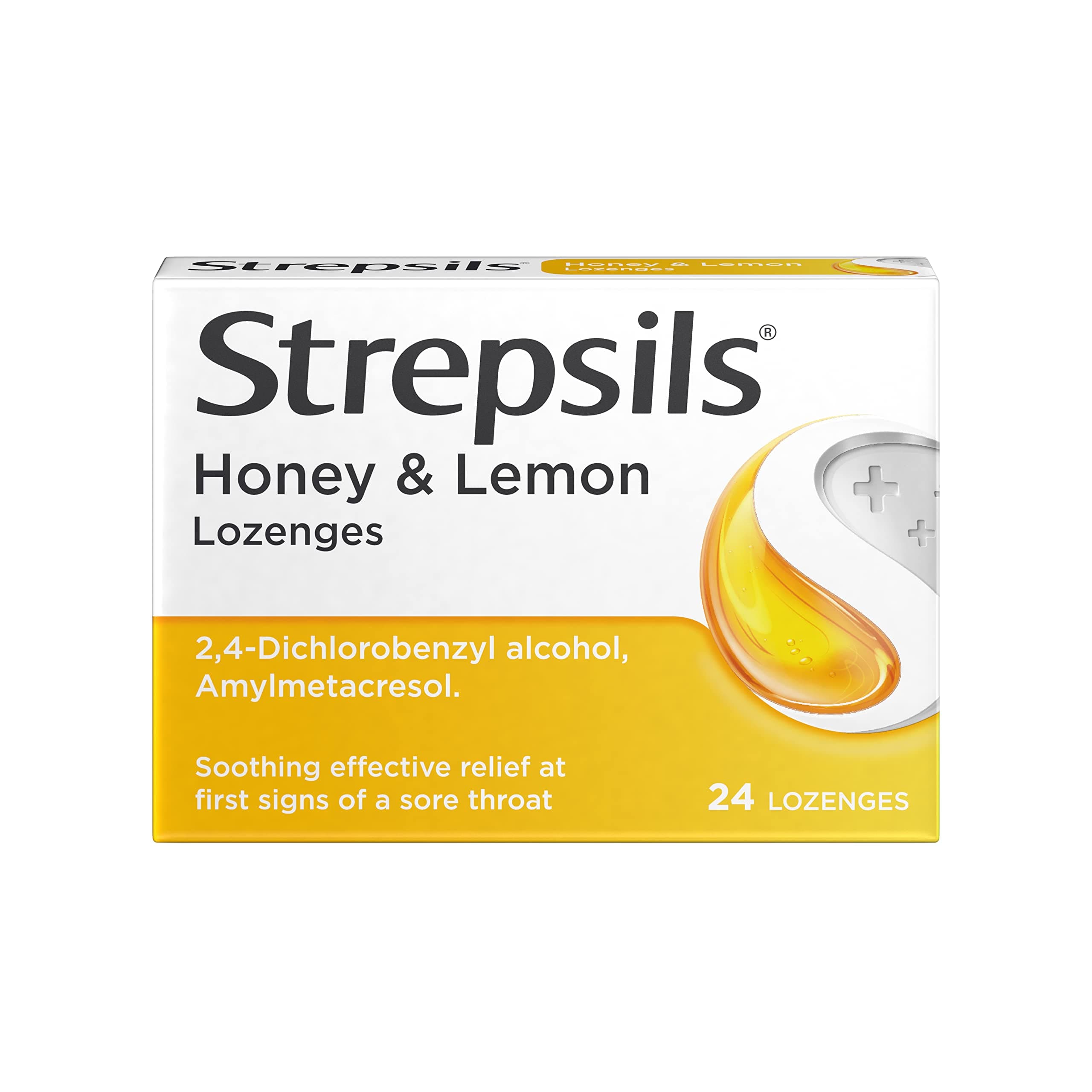 Strepsils Sore Throat Relief, Honey and Lemon, 24 Lozenges, Soothes, Effective Antiseptics, Removes Germs, Fights Infections, Fast Acting, 2 Hours Relief, Medication