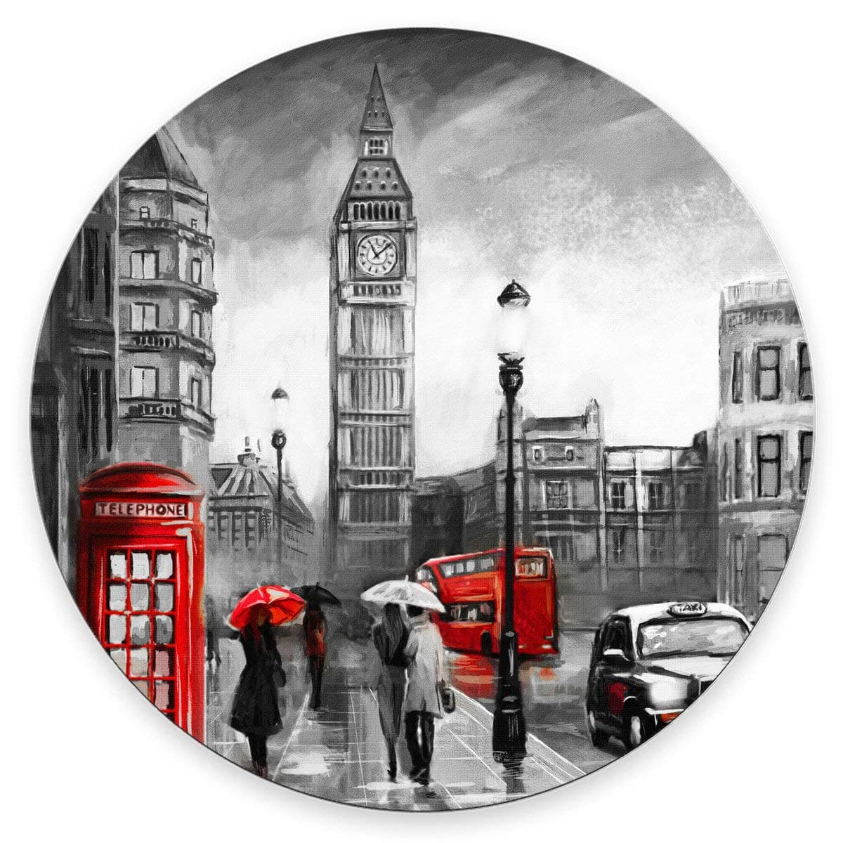 Oil Painting Print Round Mouse Pad, Street View of London Customized Mouse Mat,Washable Mousepads, Non-Slip Rubber Base Small Mousepad, 7.9×7.9×0.12 inches