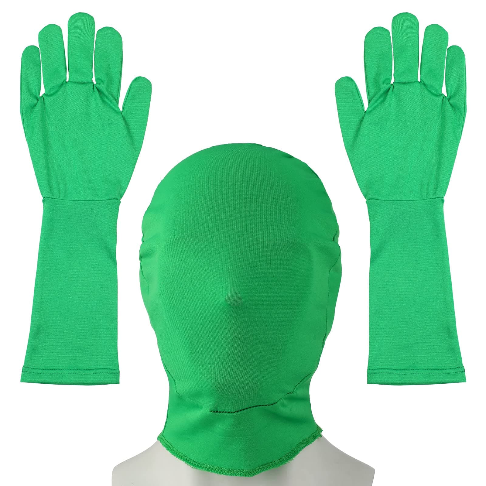 Foaincore Chromakey Green Screen Gloves Hood Chroma Key Green Glove Hood Invisible Effects Background Chroma Keying Green Gloves and Hood for Green Screen Photography Photo Video Film Make