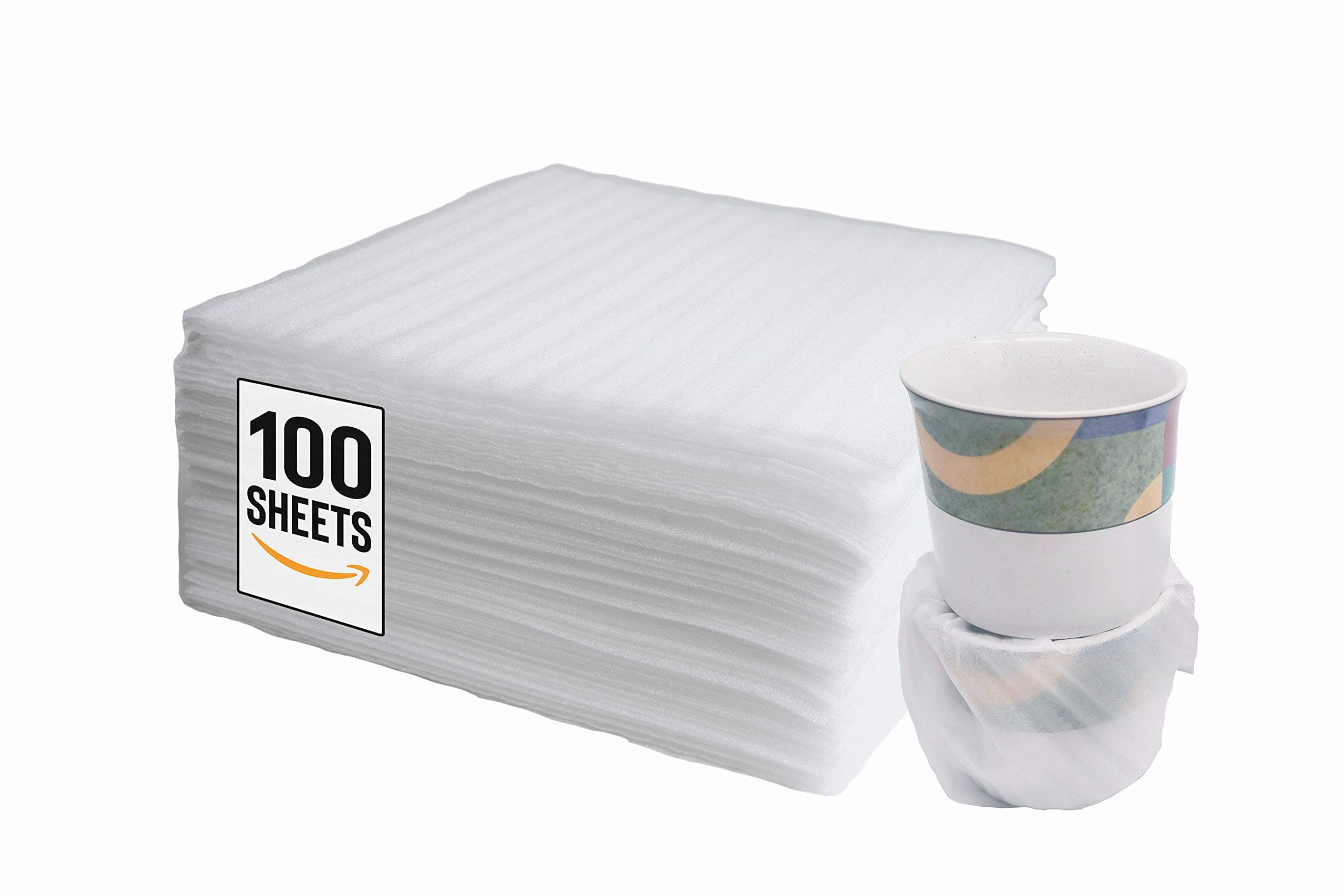 - 100 Count - Cushion Foam WRAP Sheets - 12” x 12” Safely Wraps and Protects Dishes, Plates, Glasses, Cups, Furniture Legs Or Edges, Supplies - for All Purpose Protection, Storage, and Moving