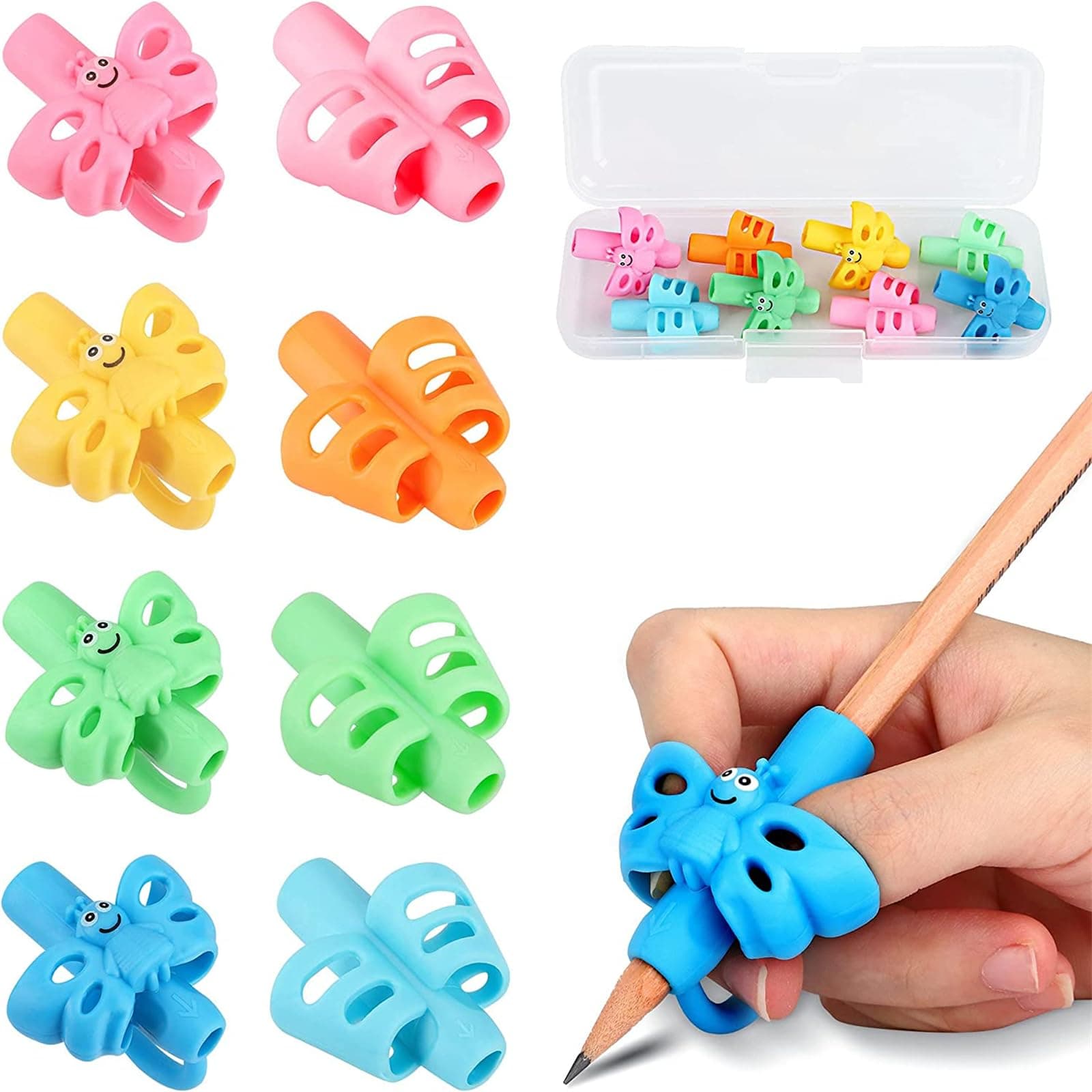 X spring Pencil Grips for Kids Handwriting, 8 PCS Toddler Pencil Grippers, Posture Correction Training Writing AIDS, Pen Grips Trainer for Preschoolers, Kindergarten Children, Beginners