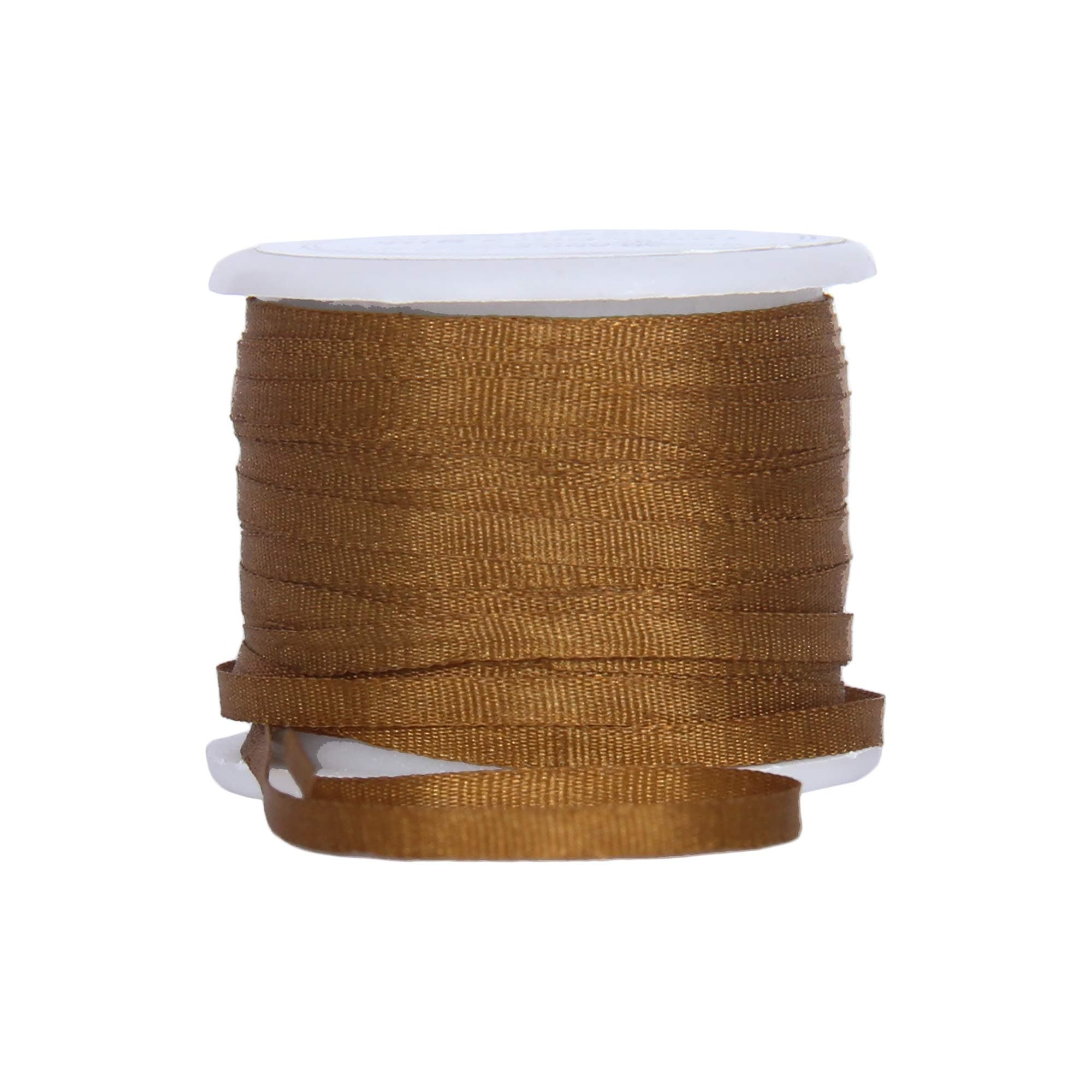 Threadart 100% Pure Silk Ribbon - 3 Sizes - Dozens of Colors - Golden Tan - 2mm No. 668