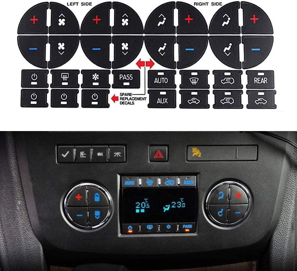 AC Dash Button Decal Stickers Fit for Chevrolet GMC Tahoe Yukon Acadia Sierra 2007-2015, 2pcs