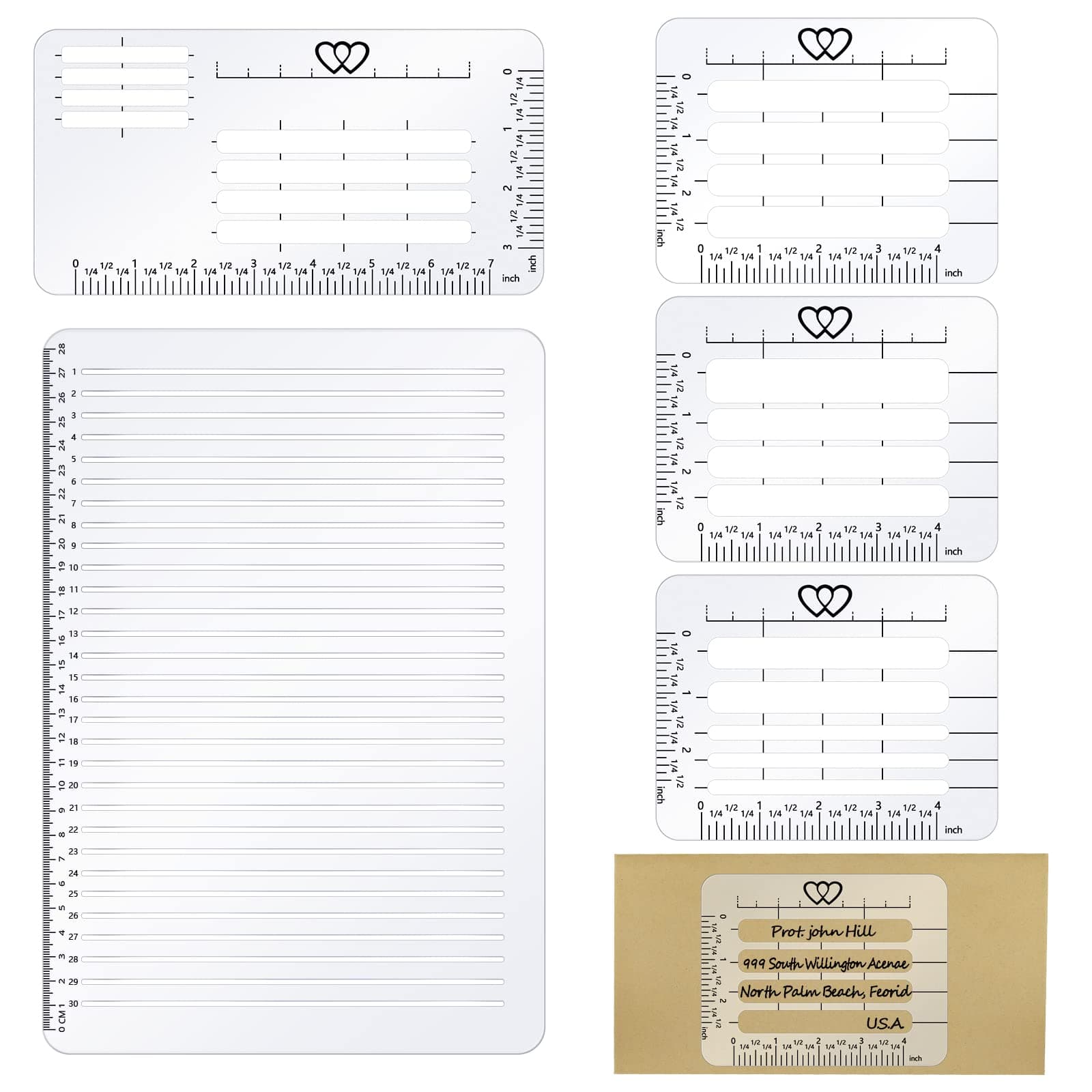 5 Pack Straight Line Stencil for Journaling and Envelope Addressing Guide Stencil Templates Set 11 Inch Scale Spacing Line Ruler Guide for Card Paper Journal Lettering Writing