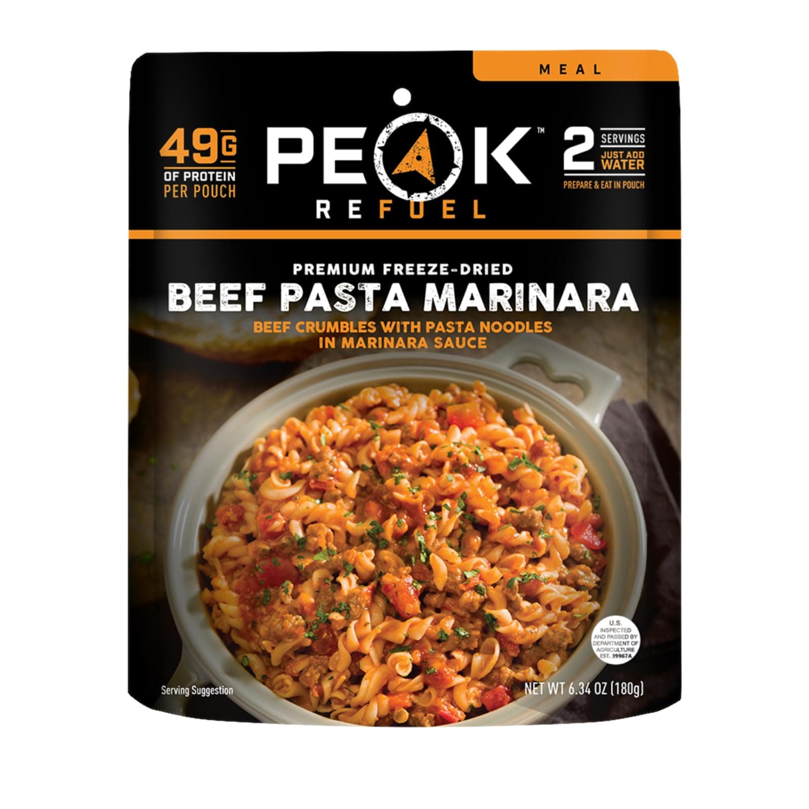 Beef Pasta Marinara | 2 Serving Pouch | Freeze Dried Backpacking and Camping Food | Amazing Taste | Quick Prep