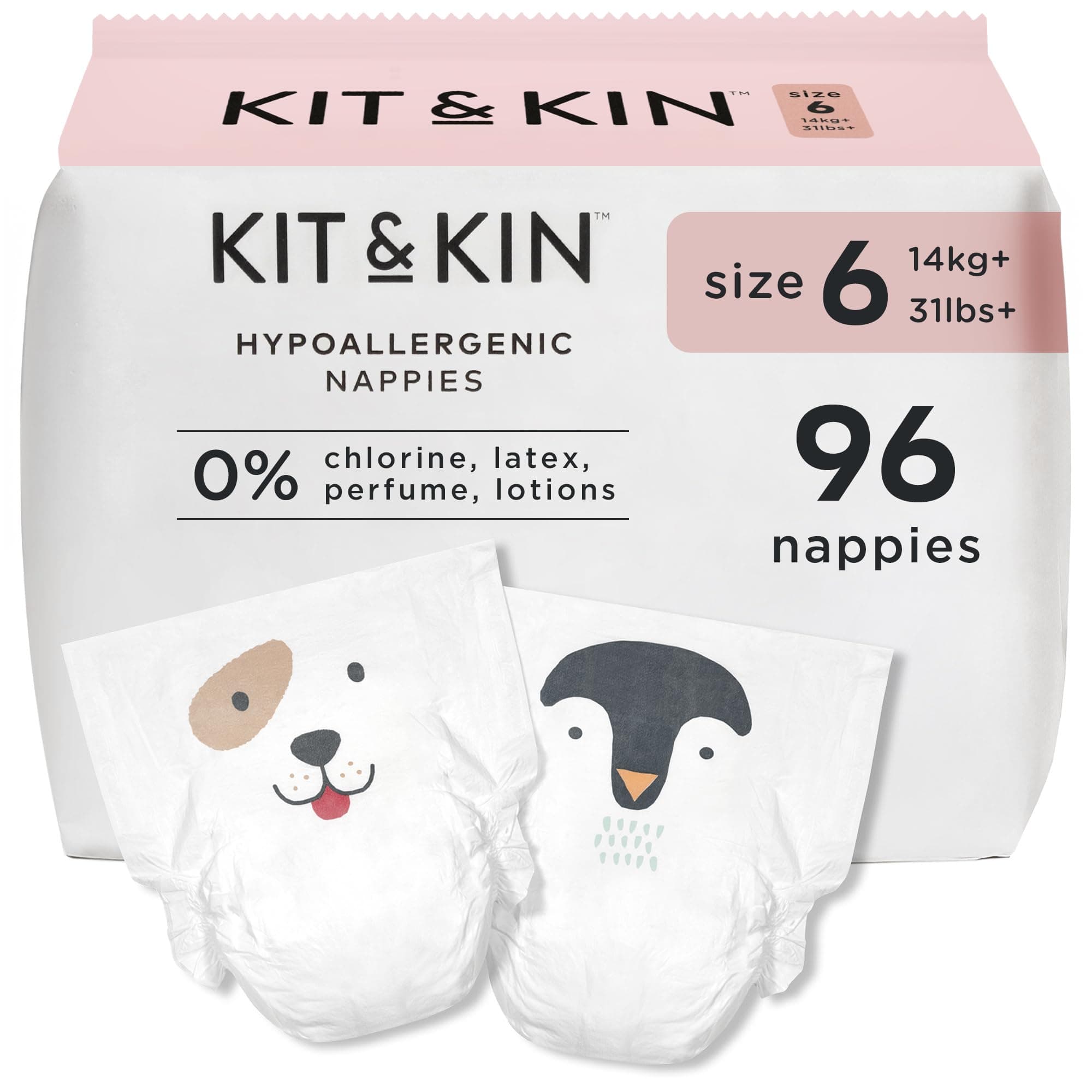 KIT & KIN Baby Diaper Size 6, 14+Kg (4-Pack | 96 Counts) Flash Dry Superior Leak Protection Disposable Diapers | Hypoallergenic Skin Protection Diapers Size 6