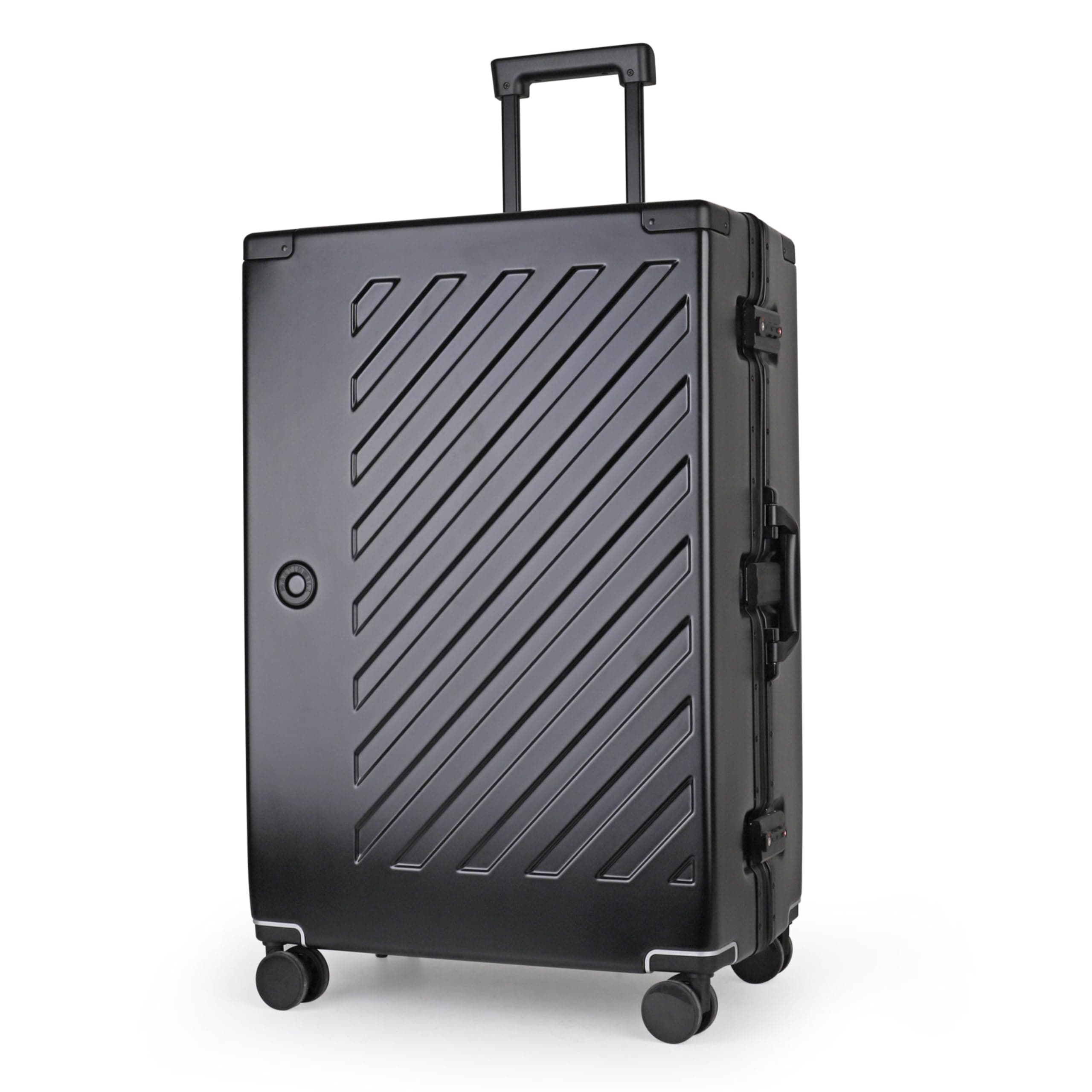 Zipperless Polycarbonate Suitcase – Hard Shell Large Check-in Luggage with Dual TSA Locks, Silent Spinner Wheels & Aluminium Alloy Handle (28-Inch, Black)