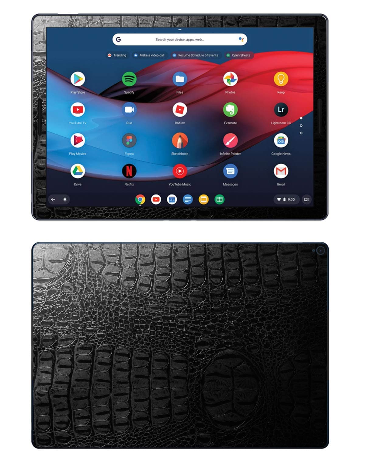 Decalrus - Protective Decal for Google Pixel Slate (12.3" Screen) Tablet Crocodile Skin Pattern Texture Skin Skins Decal for case Cover wrap CROgooglePixelSlate_12Black