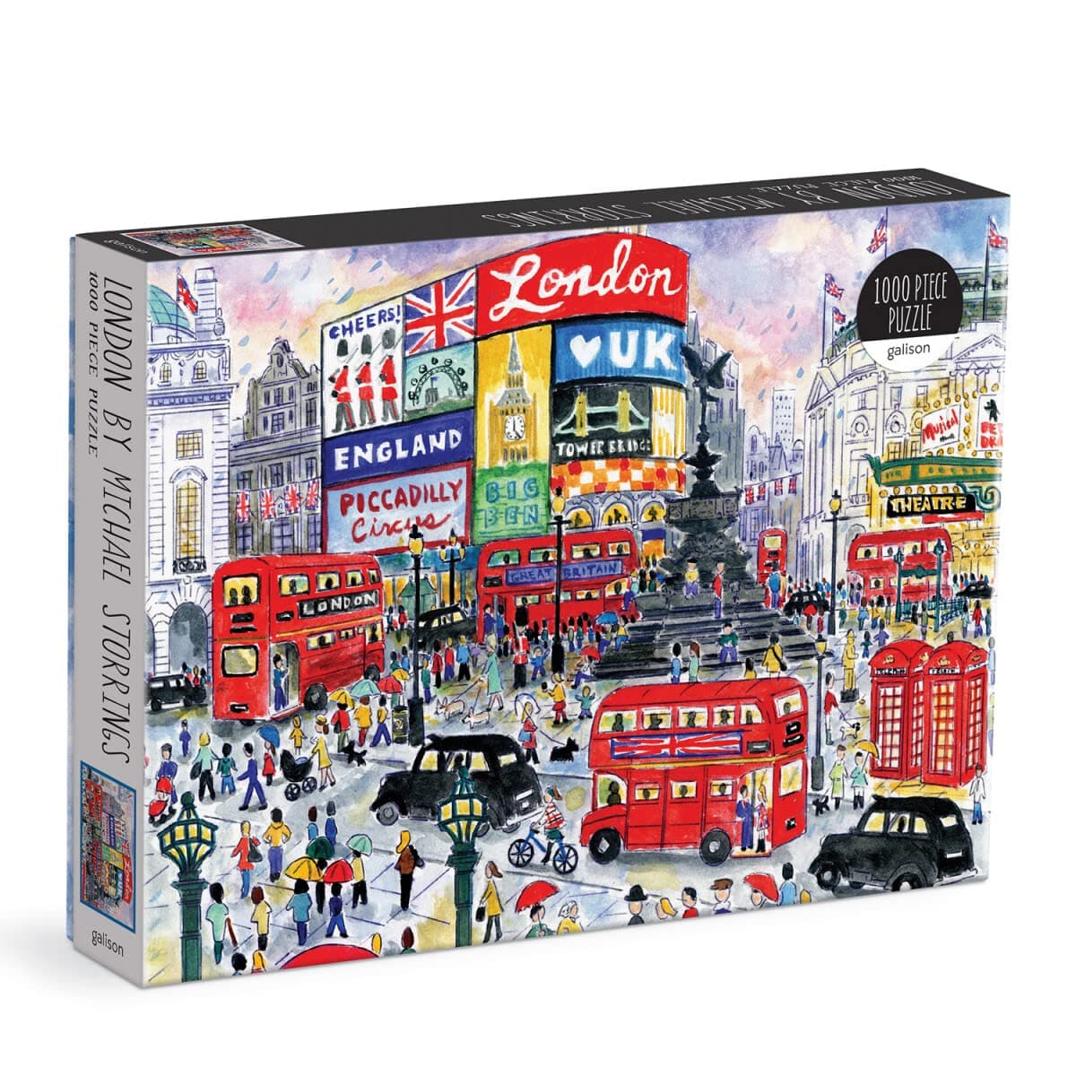 Galison Michael Storrings 1000 Piece London Jigsaw Puzzle for Adults, Illustrated Art Puzzle with Scene from the Streets of London, Multicolor