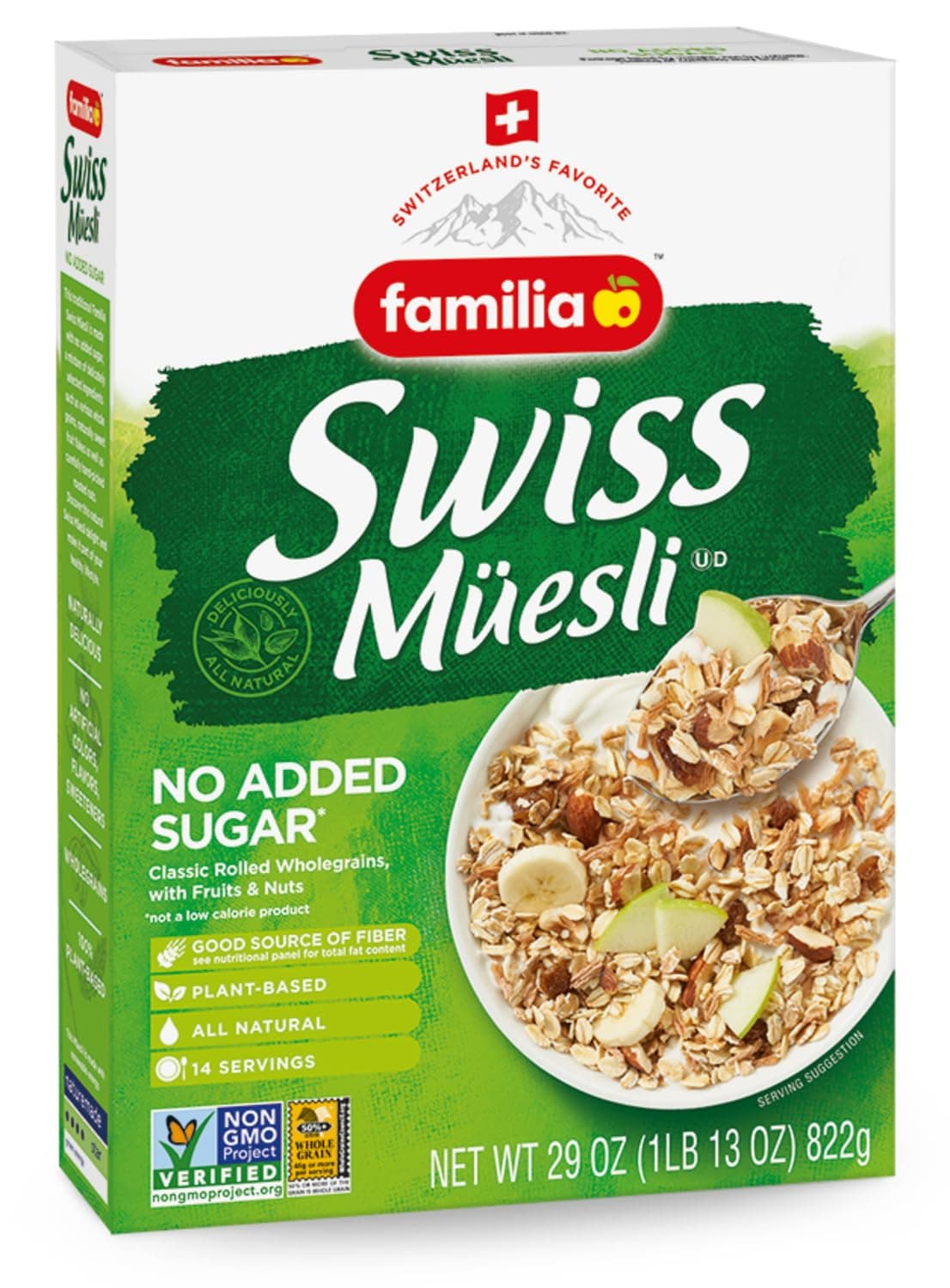 Swiss Muesli Cereal, 0g Added Sugar, Energy-Packed Cereal with Raisins, Hazelnuts and Almonds, 29 Ounce Box (Pack of 1)