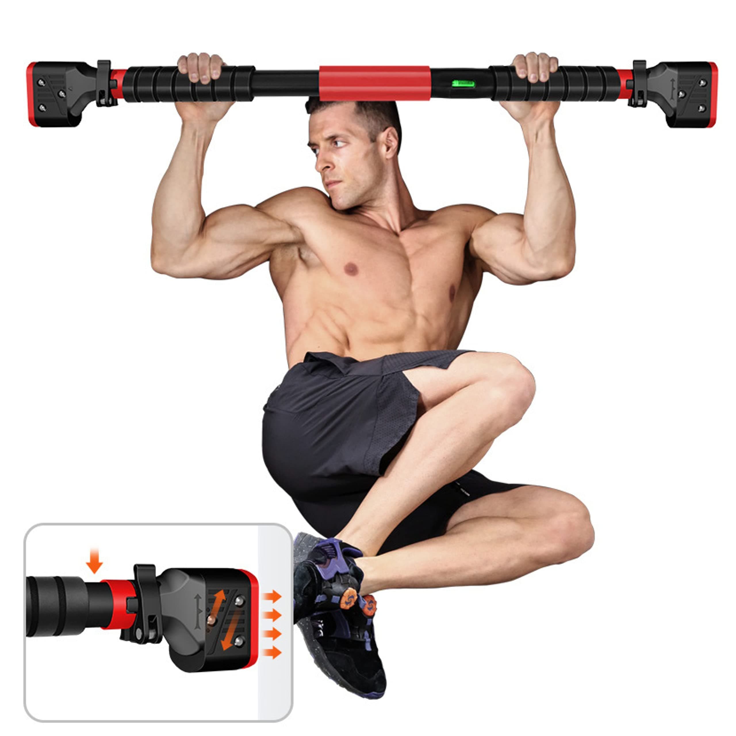 - Pull Up Bar Doorway for Home Workout No Screws Chin Up Bar with Locking Mechanism Max Load 200Kg Adjustable (70 to 100 CM)